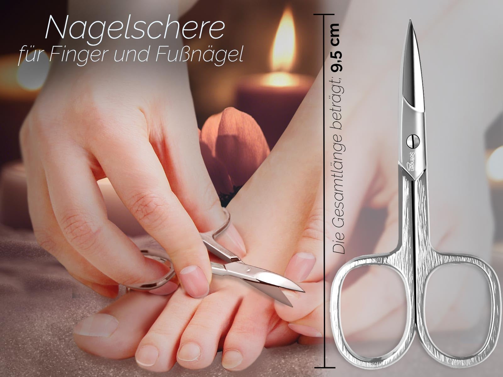 Profi Nagelschere aus Solingen - Premium Qualität mit gebogener Schnittfläche - Extra Scharfe Schneiden MADE IN GERMANY inklusive Etui