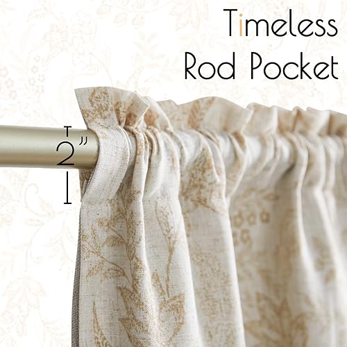 Miniatura 5 de jinchan Cortina de lino con cenefa de lino con estampado floral para cocina, cenefa opaca rústica para sala de estar, dormitorio, baño, 16 pulgadas