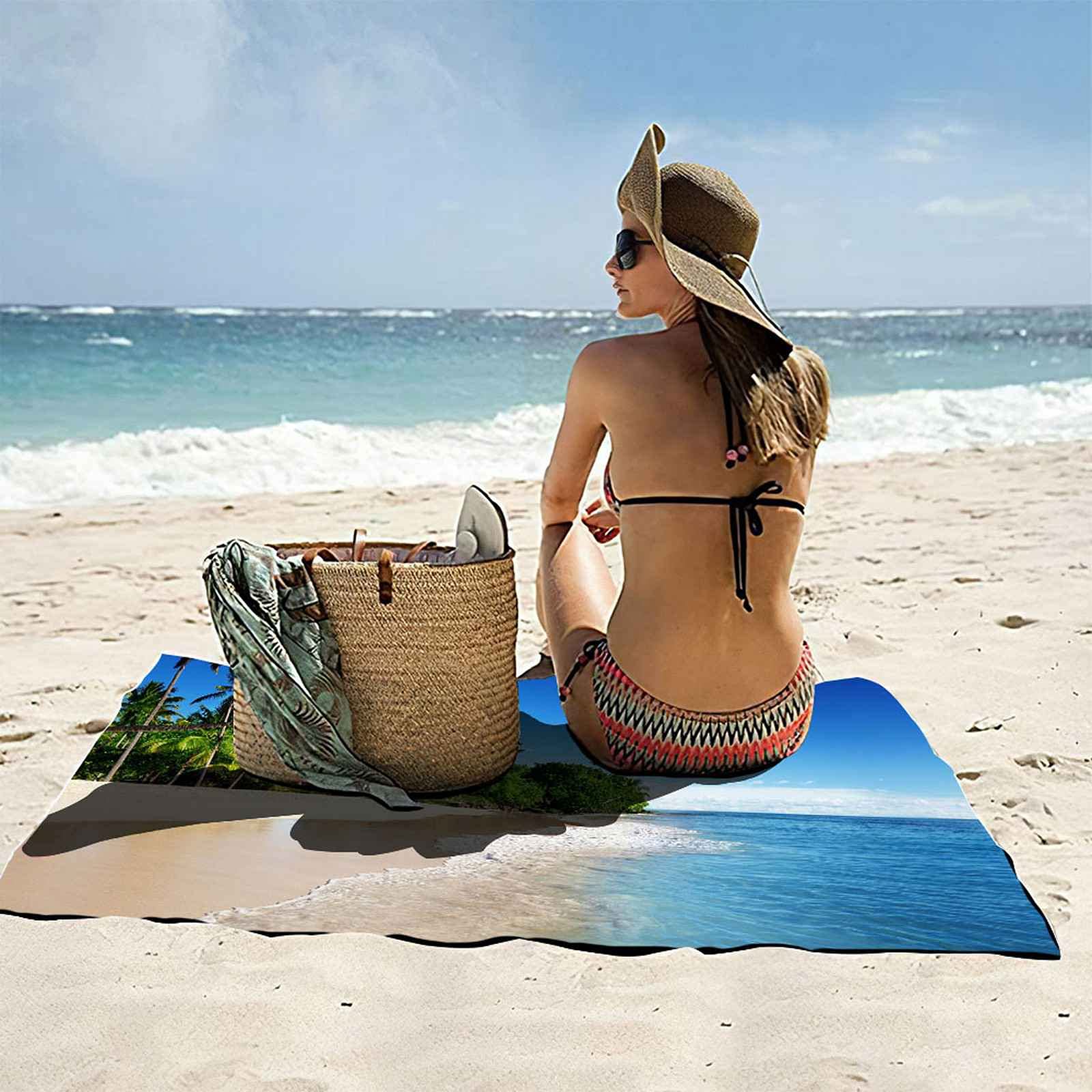Telo Da Mare 3D Palma Blu Della Spiaggia Stampato Asciugamano Da Spiaggia 150x200cm Asciugamano Microfibra Grande Antisabbia Leggero Telo Mare Per Sport Piscina Viaggi In Famiglia Vacanze