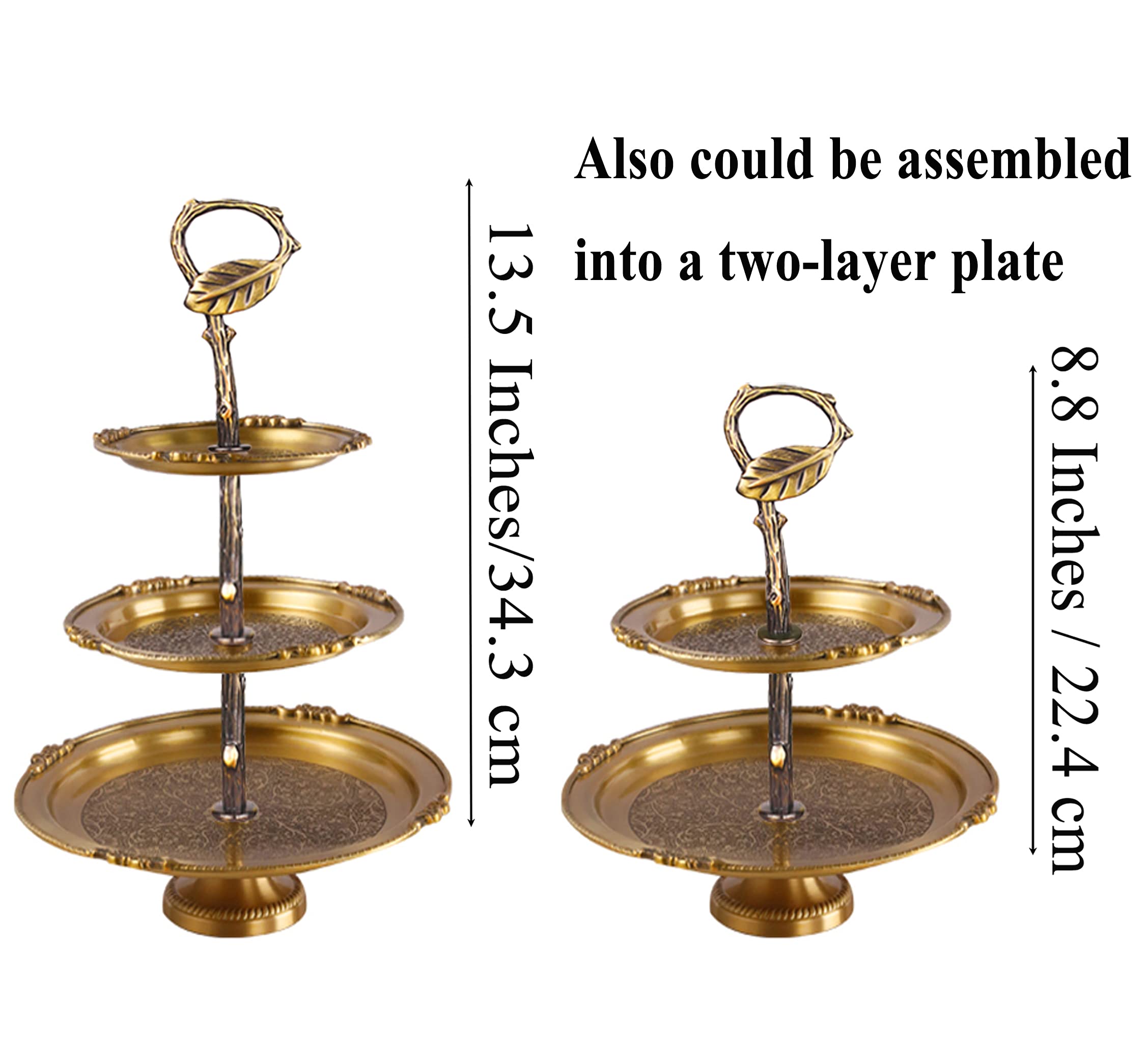 Soporte para cupcakes de 3 niveles de 13.5 pulgadas, soporte de corona de molde de metal, para hacer tú mismo, para platos de frutas, bandeja de aperitivos, piezas de repuesto para decoración de
