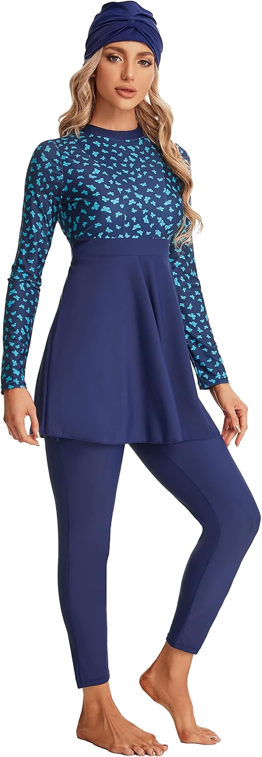 3PCS Set Islamic Burkini Swimsuits for Women Muslim Modest Swimwear Beachwear Plus Size XS-8XL