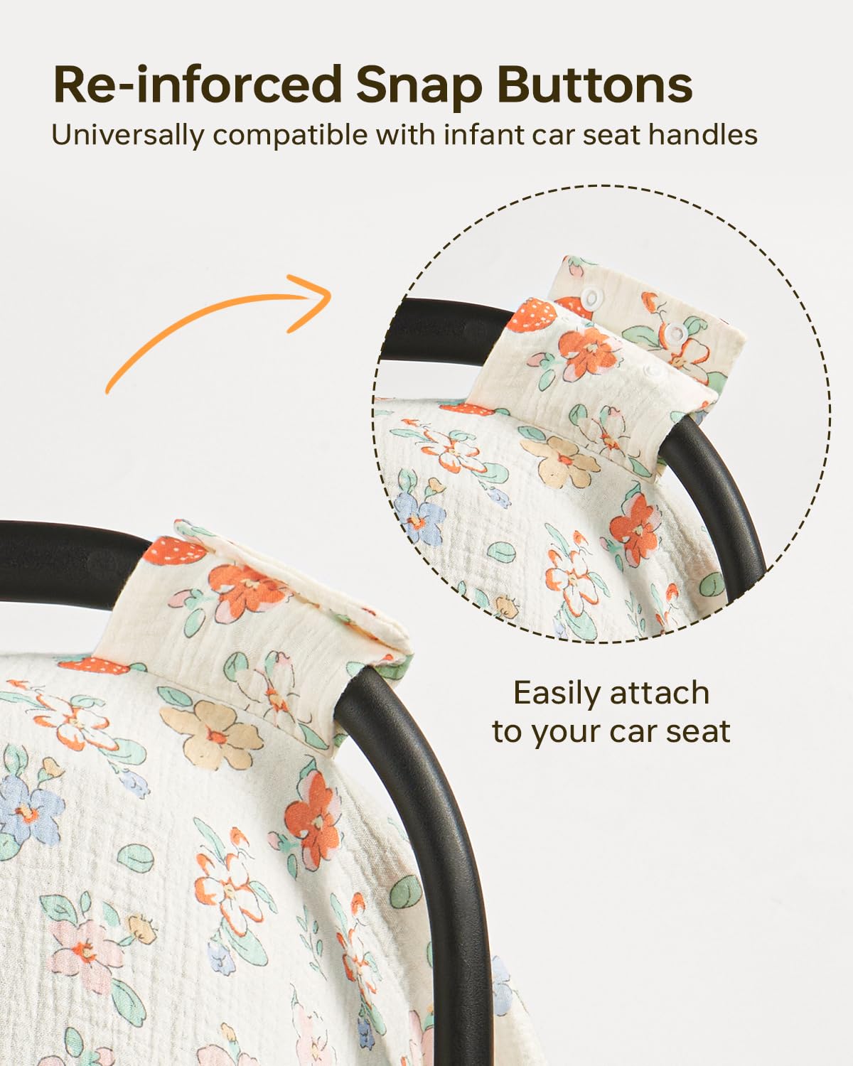 Babygreat 100% Muslin Cotton Car Seat Cover for Baby, Soft Breathable Car Seat Canopy, Universal Infant Carseat Cover Sun Protector, Lightweight Summer Stroller Cover for Boys Girls - Strawberry - 5