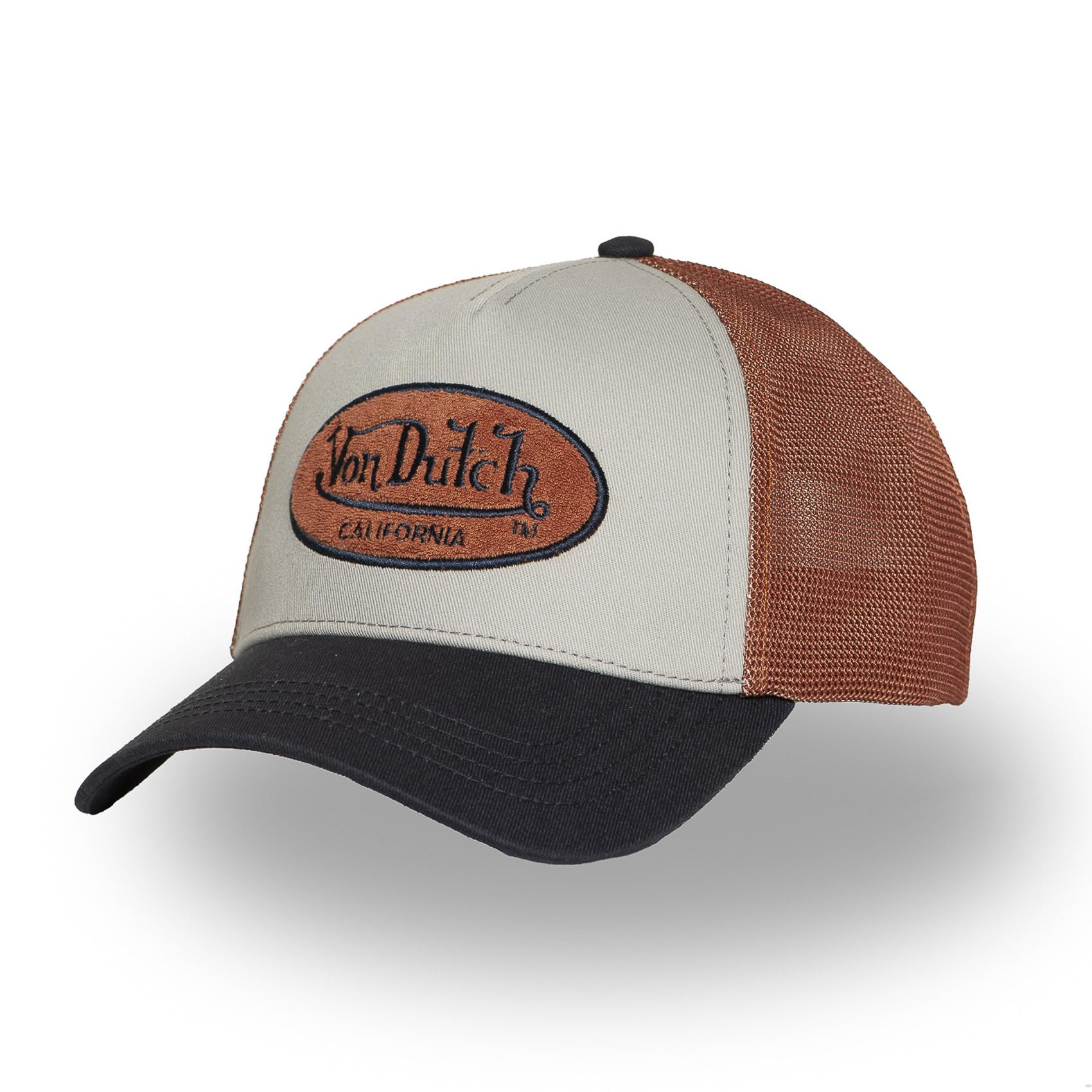 Von Dutch Tricolour Oval Logo CapDutch Women/Men - Trucker Cap Baseball mesh Snapback, with Peak, Peak All-Season Spring Summer Autumn Winter - One Size Brown-Blue