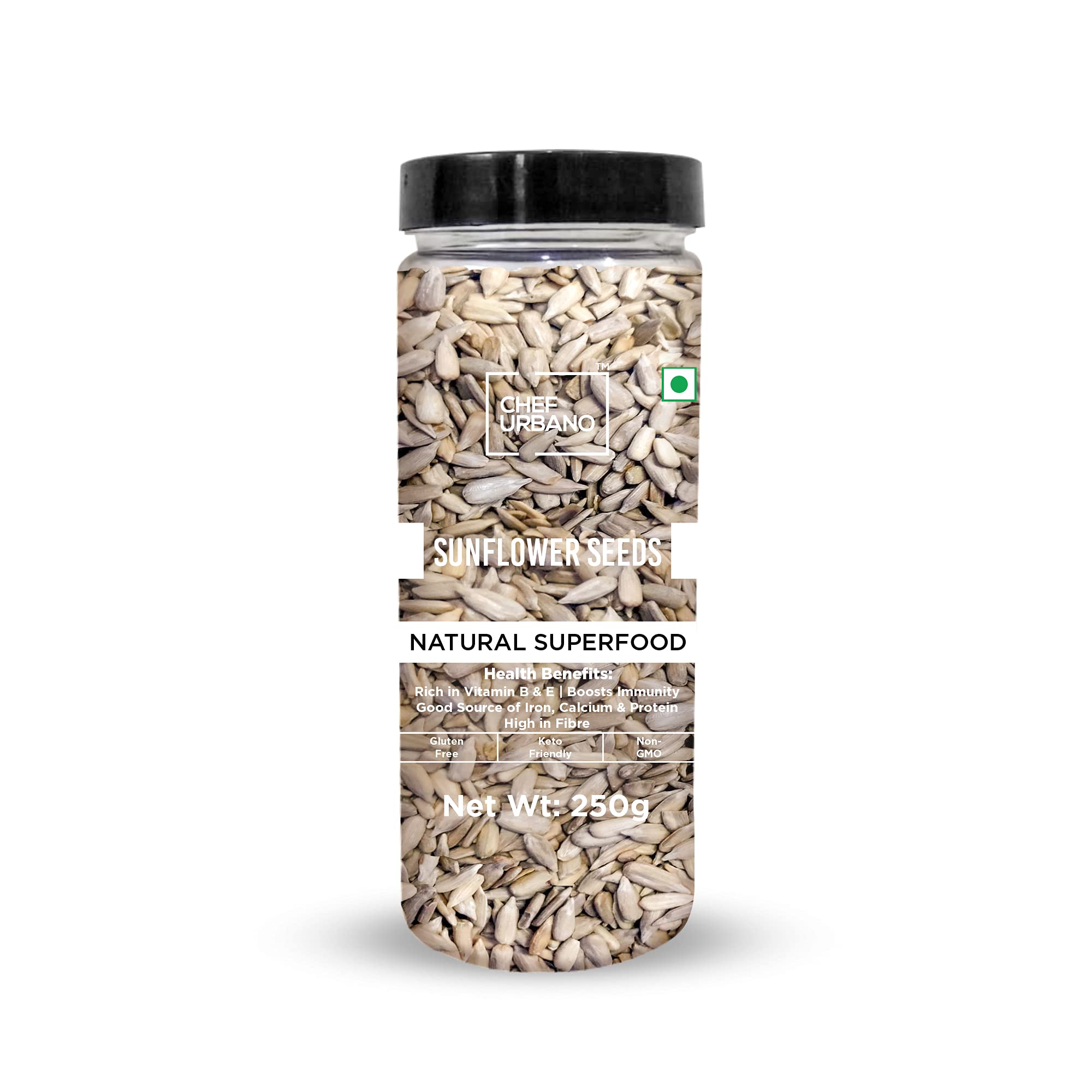 Chef Urbano Sunflower Seeds 250g | Raw and Natural | Immunity Booster | Rich in Protein and Fiber | Seeds for Eating | Diet Food