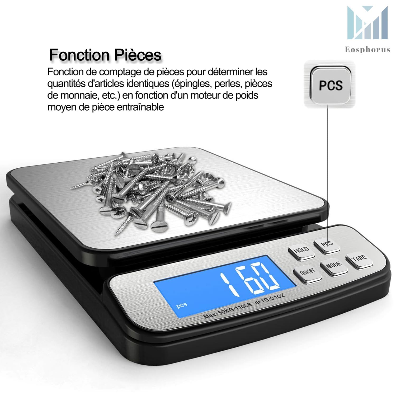 Balance Numérique pour Colis 50kg, Pèse-Colis Précision, Adaptateur Secteur