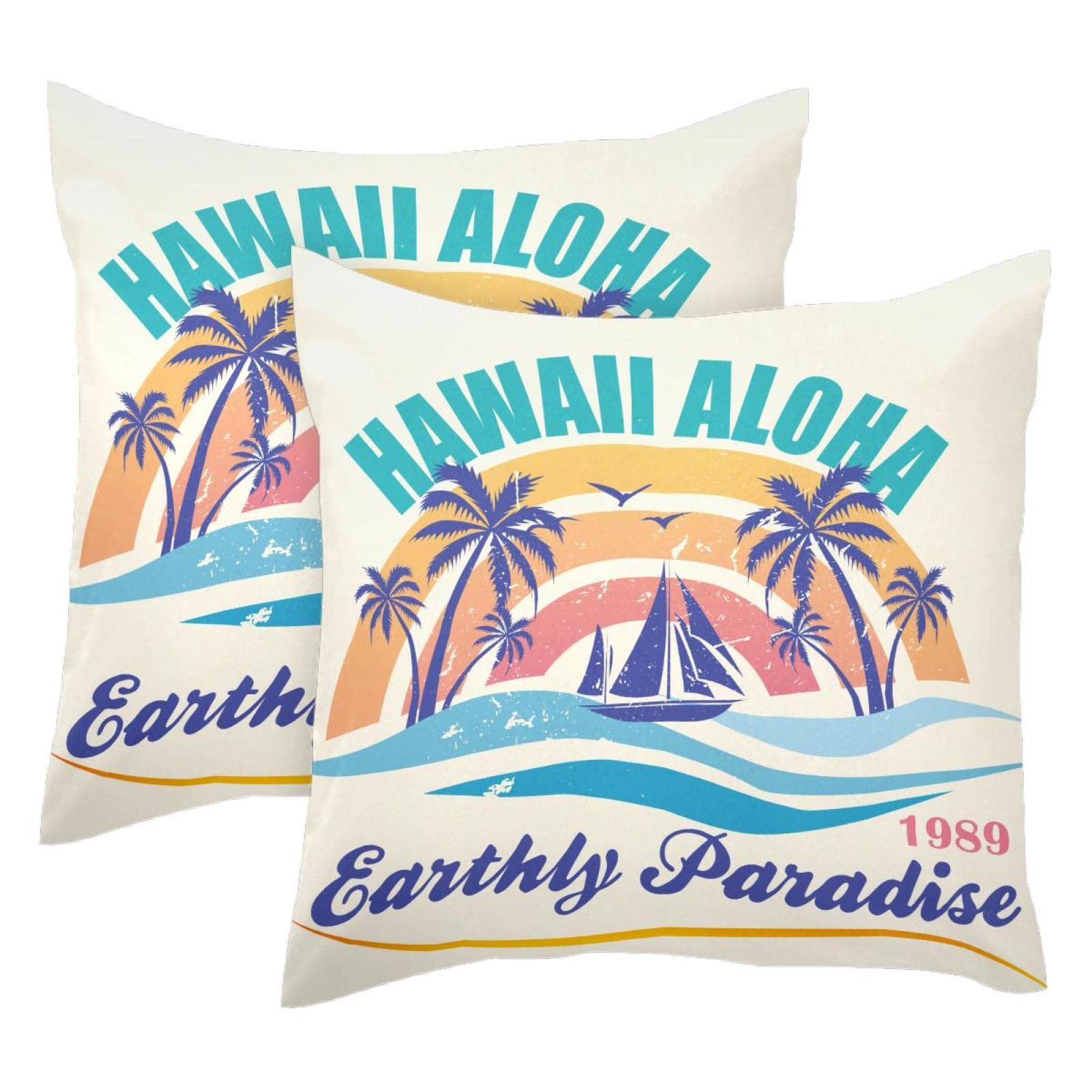 Lot de 2 housses de coussin lombaire Aloha Summer pour décoration de style maison de ferme