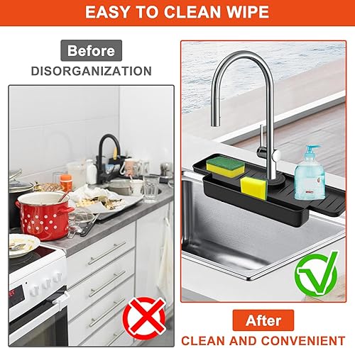 Miniatura 8 de Protector contra salpicaduras para fregadero de cocina, alfombrilla de silicona para grifo de fregadero, alfombrilla absorbente de grifo de