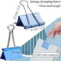 Vista 2 de Clips de carpeta extra grandes de 2 pulgadas (paquete de 48), abrazaderas de papel grandes de colores con caja, clips gigantes para carpeta