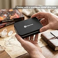 Vista 5 de Haxtec Juego de dados DND azules, dados de resina de borde afilado, copos dorados con estuche de dados D&D, dados para juegos de rol RPG