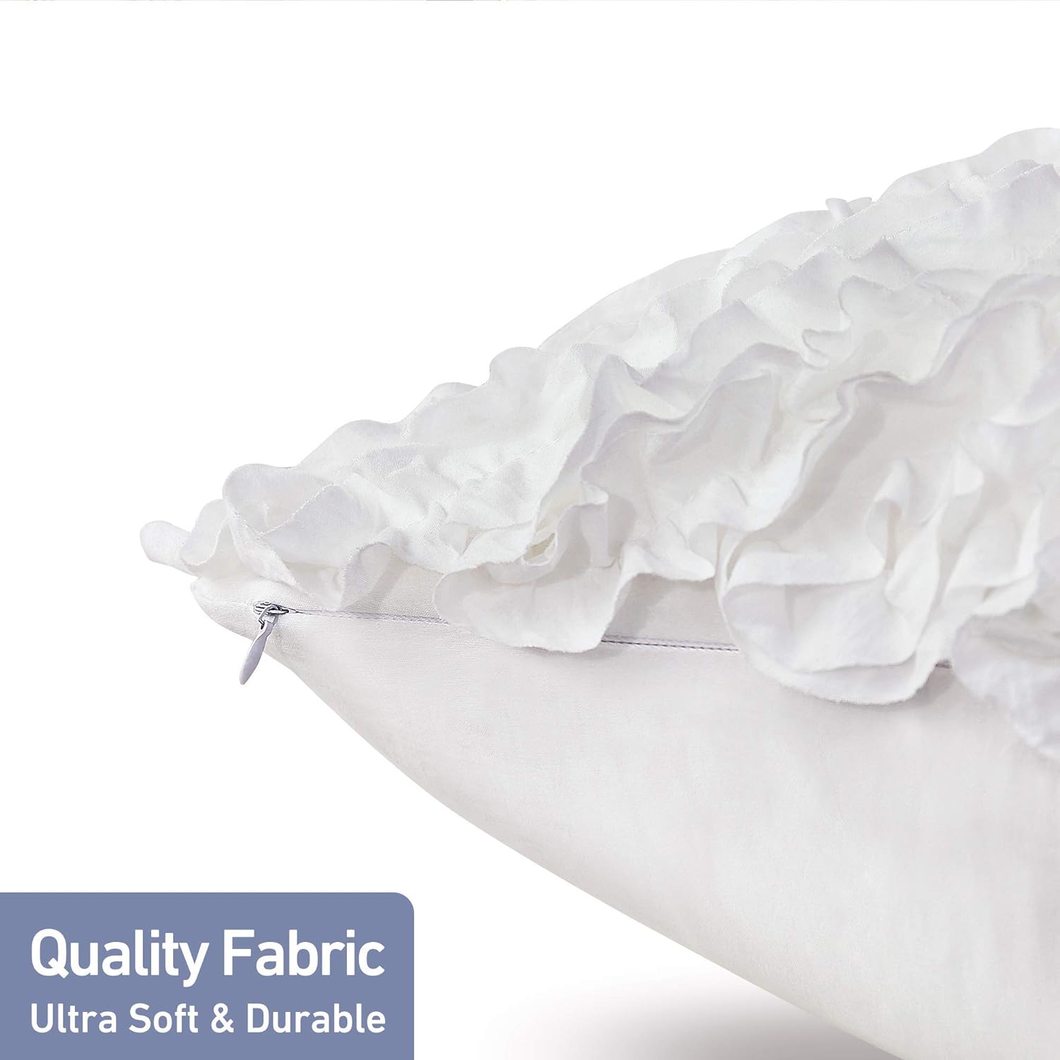 Leeden Throw Pillow Covers (Set of 2), 3D Design Handmade Cute Ruffles Pillowcase + 22 x 22 Pillow Inserts (Set of 2)