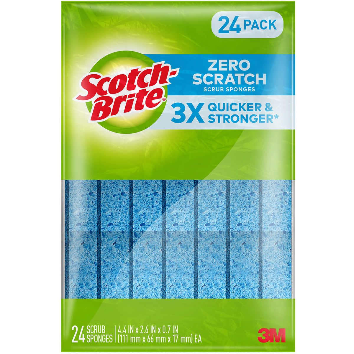 Scotch-Brite Scrub Sponges, Zero Scratch, Blue, 24 Count - Image 2