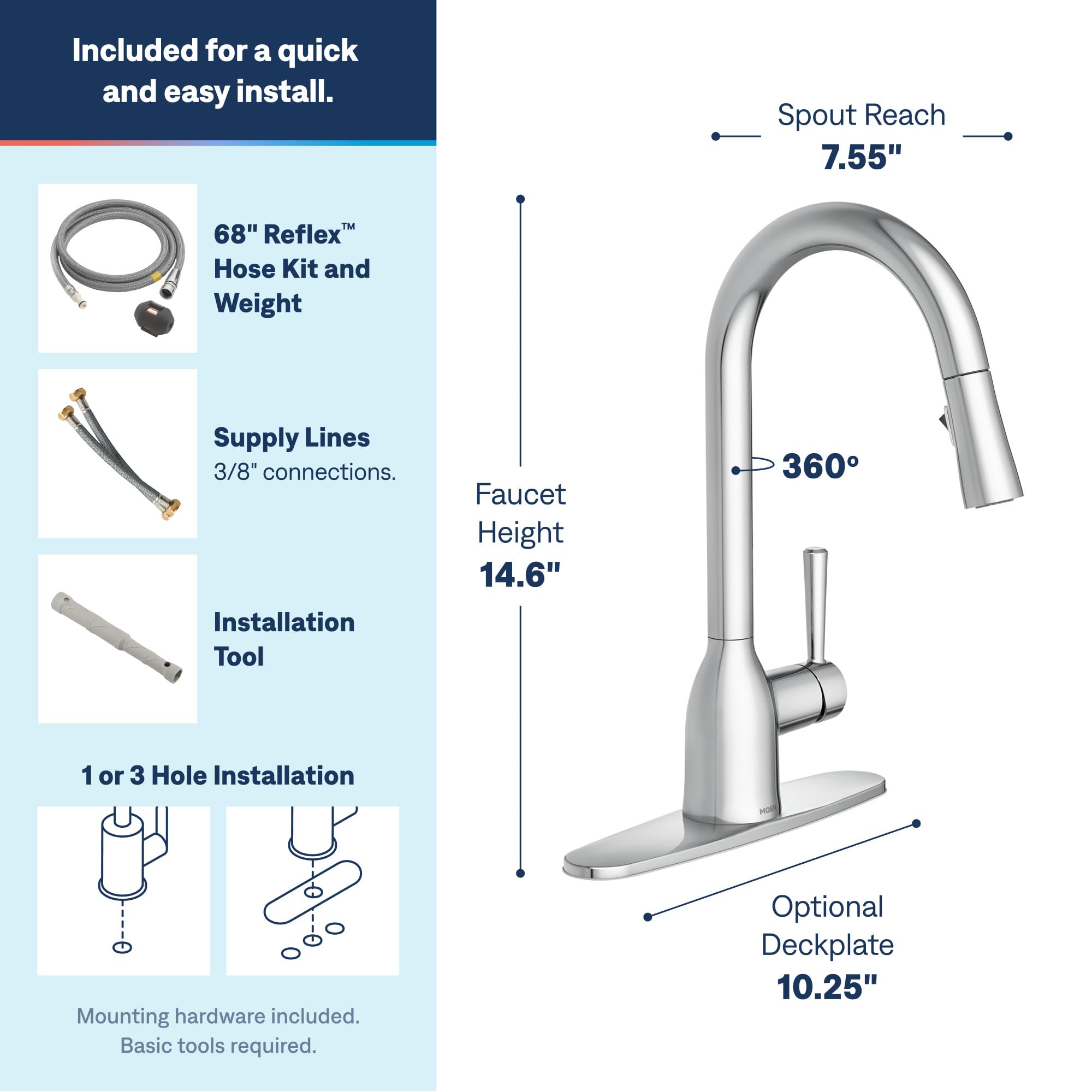 Moen Adler Chrome One-Handle High Arc Kitchen Sink Faucet with