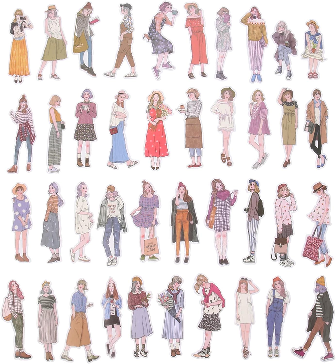 Beavorty Vintage Decor 100 Sheets Vintage Washi Stickers Retro Style Ladies