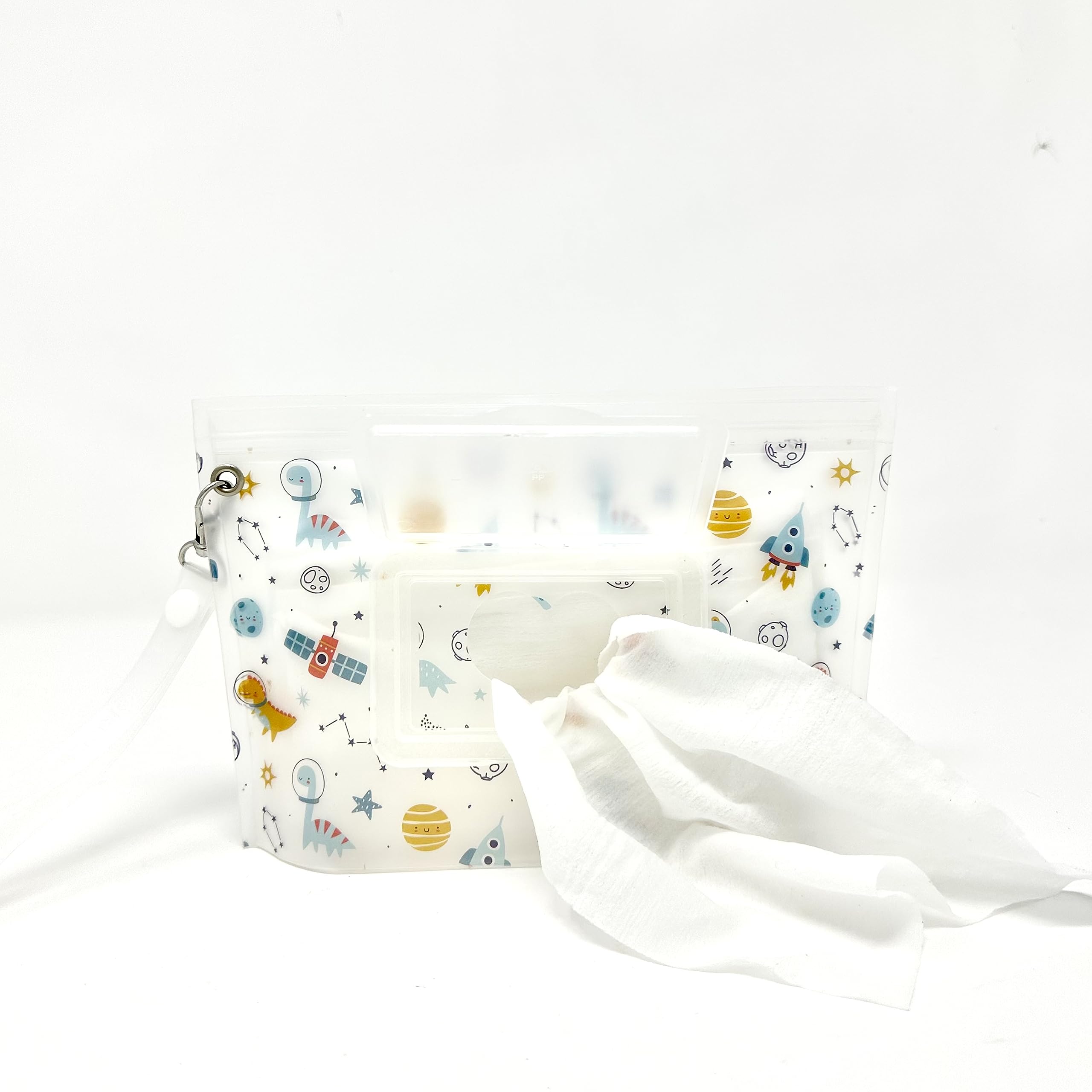 Orchid Hearts Baby Wipes Dispenser - Portable & Refillable Wet Wipe Pouch, Reusable Baby Wipes Holder & Baby Wipe Container, Baby Essential, Makeup Wipe Travel Case - Dinosaurs Love, 2pcs