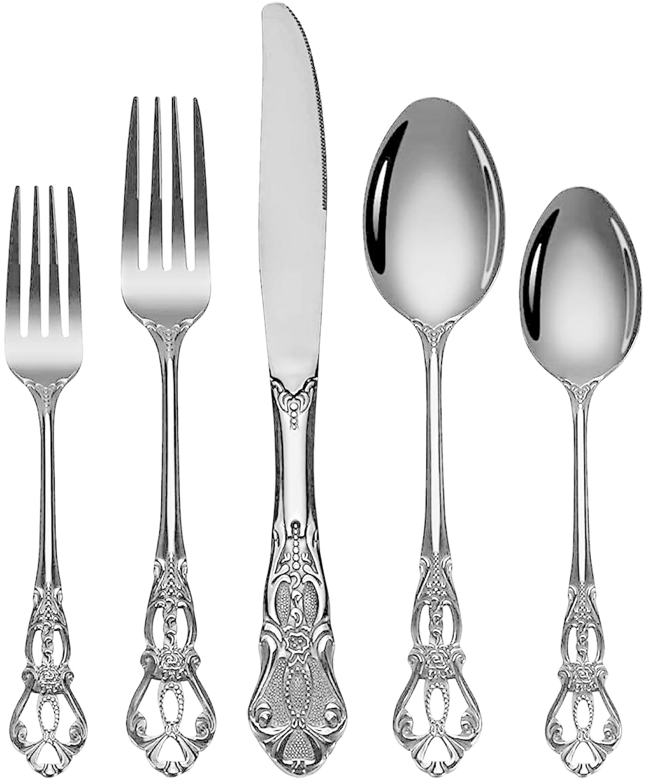 Vilihkc Christmas Gorgeous Retro Royal Stainless Steel 20 Pieces Flatware Set, Silverware Set, Anti-rust Stainless Steel Cutlery Set Utensils