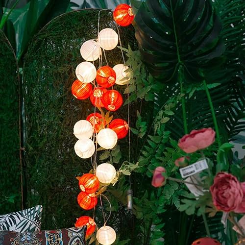 Miniatura 8 de Amants01 Guirnalda de luces rojas de 13.12 pies, 20 luces LED, funciona con pilas, faroles colgantes para Año Nuevo chino, festival de primavera,