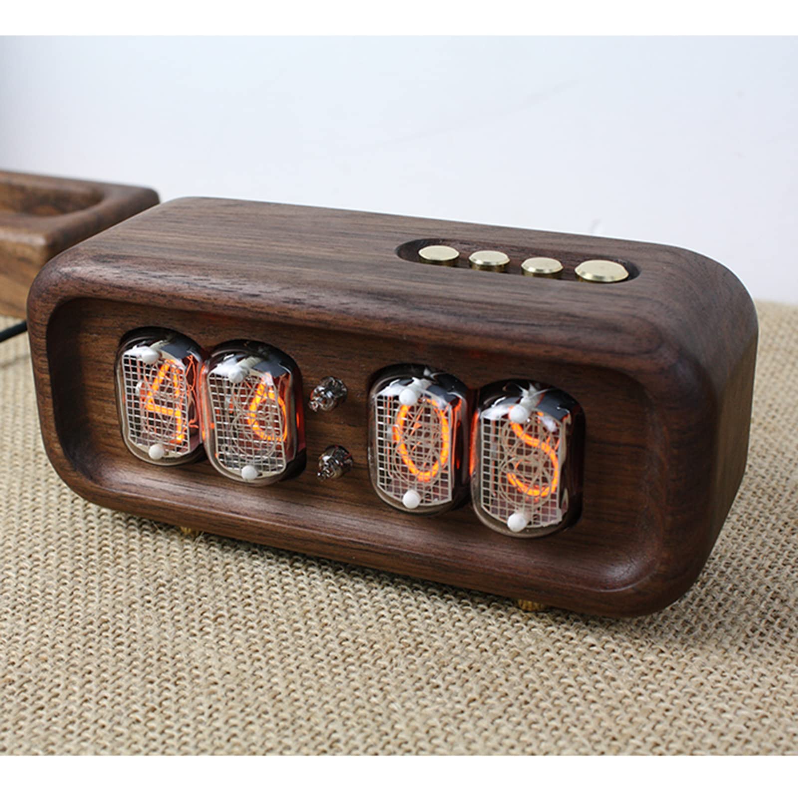 Retro Nixie Tube Clock, IN-12 Glow Tube Clock with Glass Dust Cover Remote Control, Creative Digital LED Clock, Desk Vintage Punk Digital Desktop Gift, DIY Classic Retro Digital Clock Kit