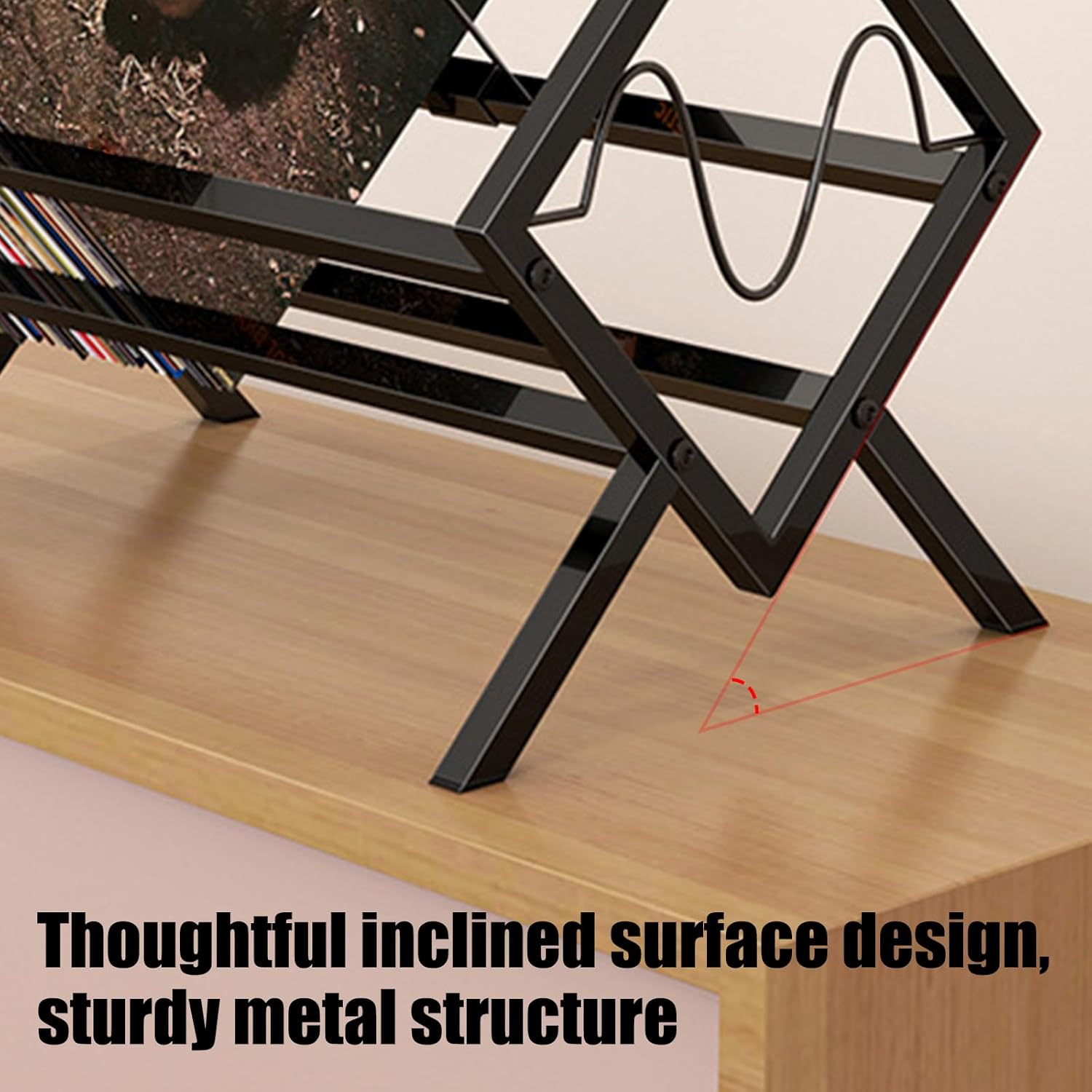 Mjaie Magazine Rack with Slip Base for Living Spaces Book Storage Rack Magazine Holder Carbon Steel Shelf Adjustable