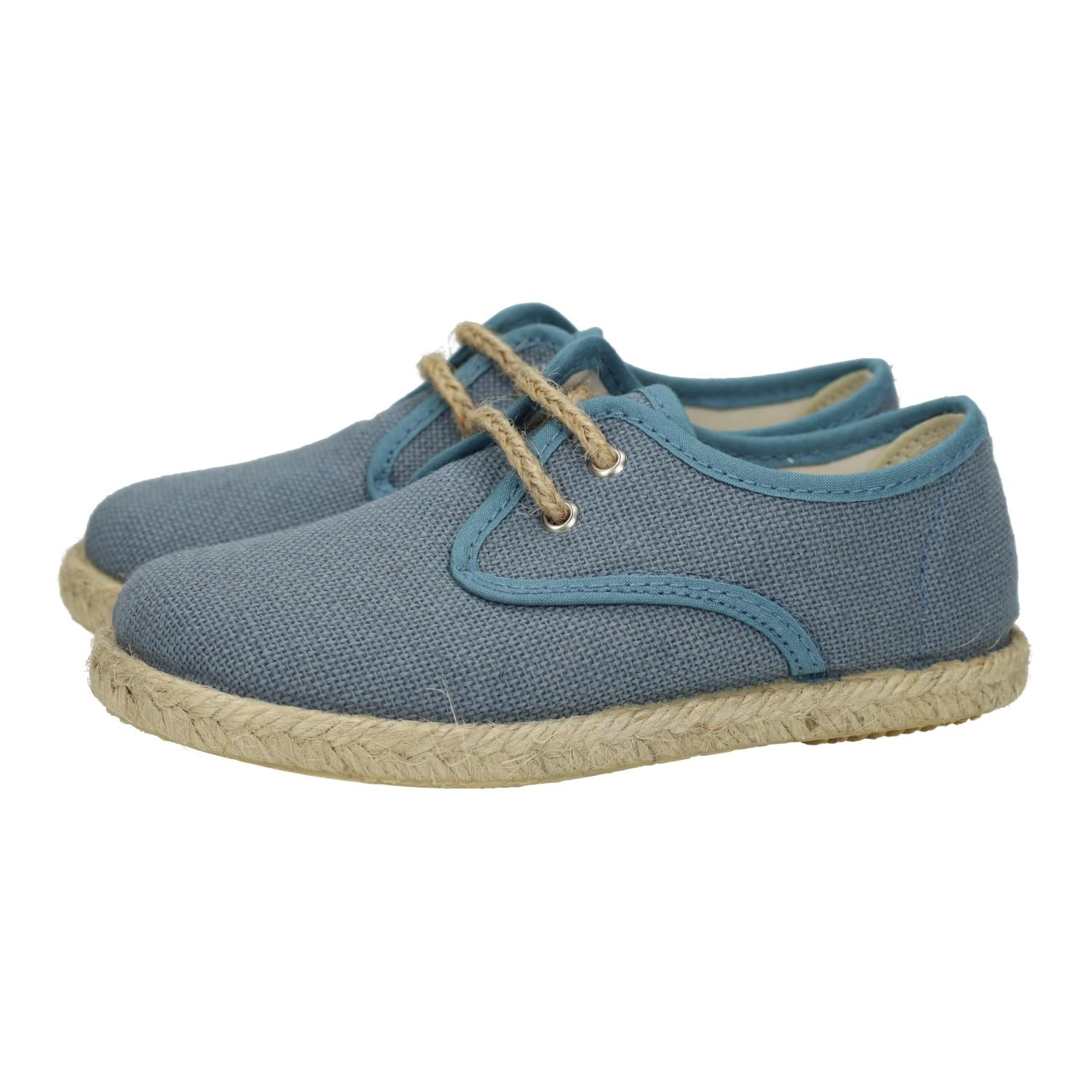MADE IN SPAIN 267/L Chaussures en toile pour enfant en couleur indigo, espadrilles en toile avec semelle en sparte et semelle intérieure en cuir. Fabriquées en Espagne pour enfant