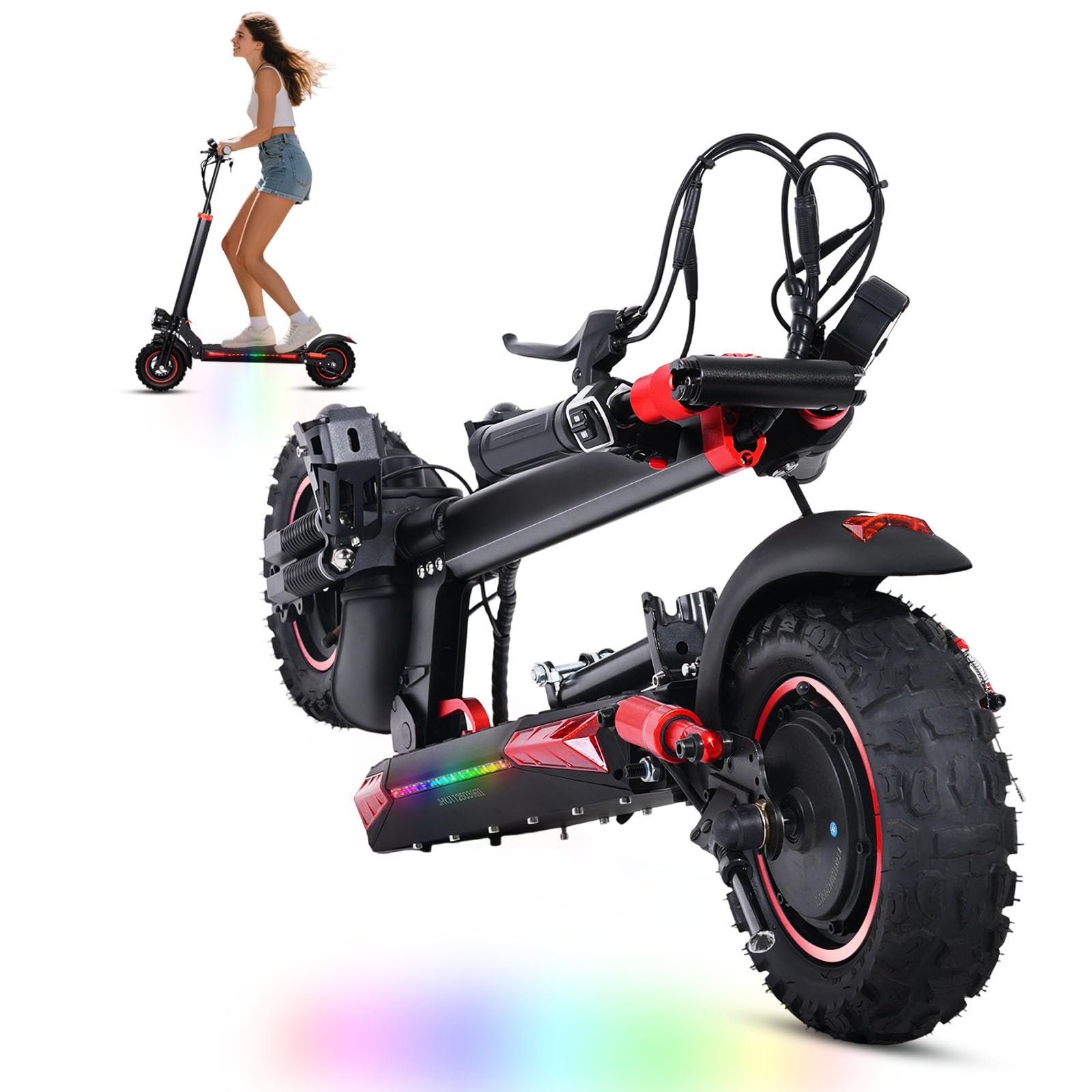 11" Monopattino Elettrico Adulto Scooter - 48V 18Ah 45-55KM di Autonomia monopattino elettrico adulti Off road monopattino elettrico Pieghevole e Smorzamento Della Molla Carico Massimo 150KG