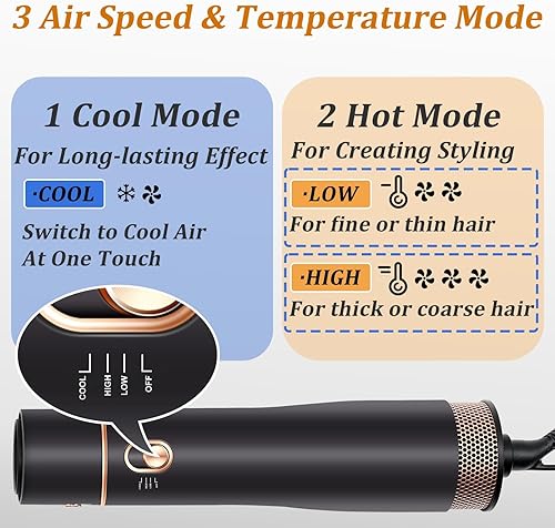 Miniatura 8 de Cepillo secador de pelo redondo - Cepillo secador de pelo de barril cerámico de 1.2 pulgadas para cabello cortomediano, secado en un paso,