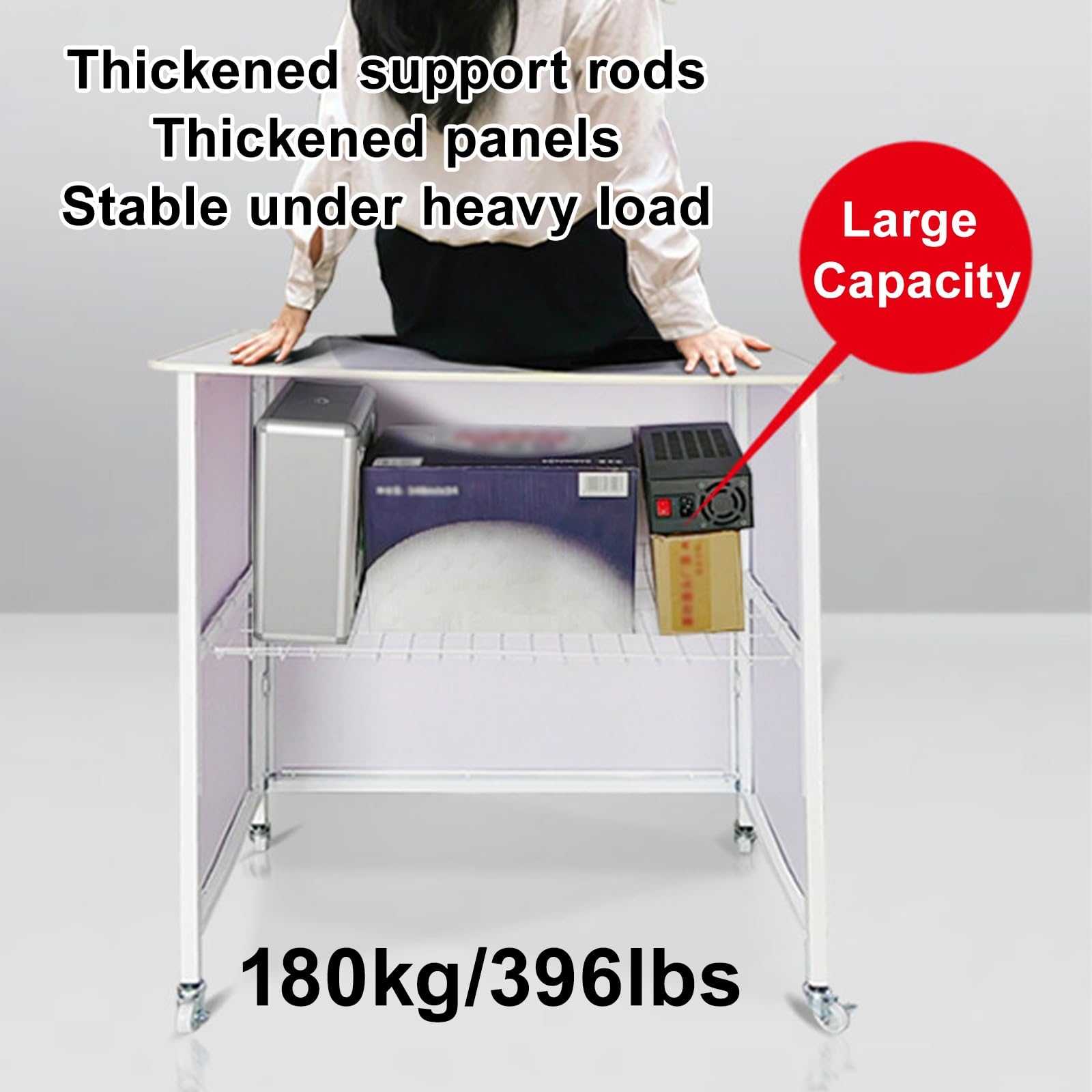 Puesto de Venta Ambulante Plegable, Mostrador Movil de Acero Galvanizado con Capacidad 120kg, Mesa Portatil para Mercado