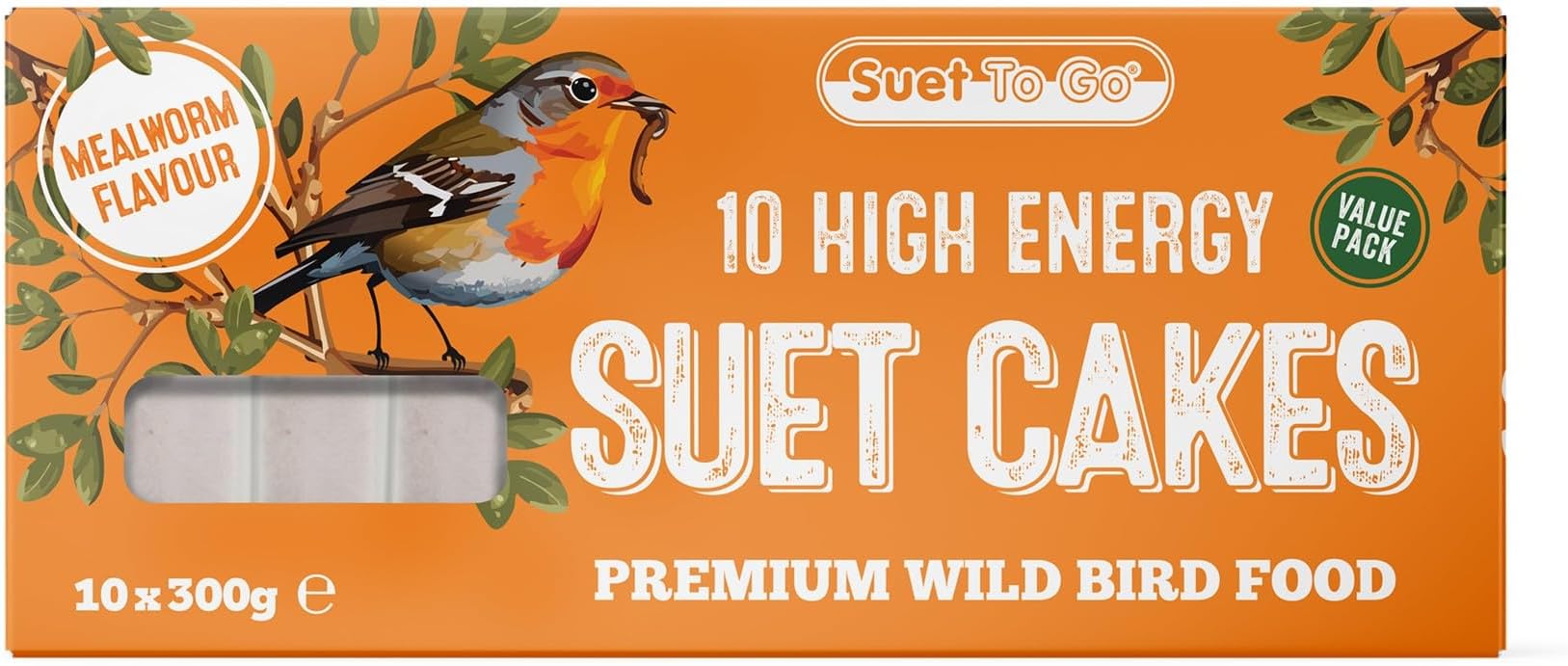 Mealworm Suet Block Wild Bird Treat, 300 g ( Pack of 10) (Packaging may vary)