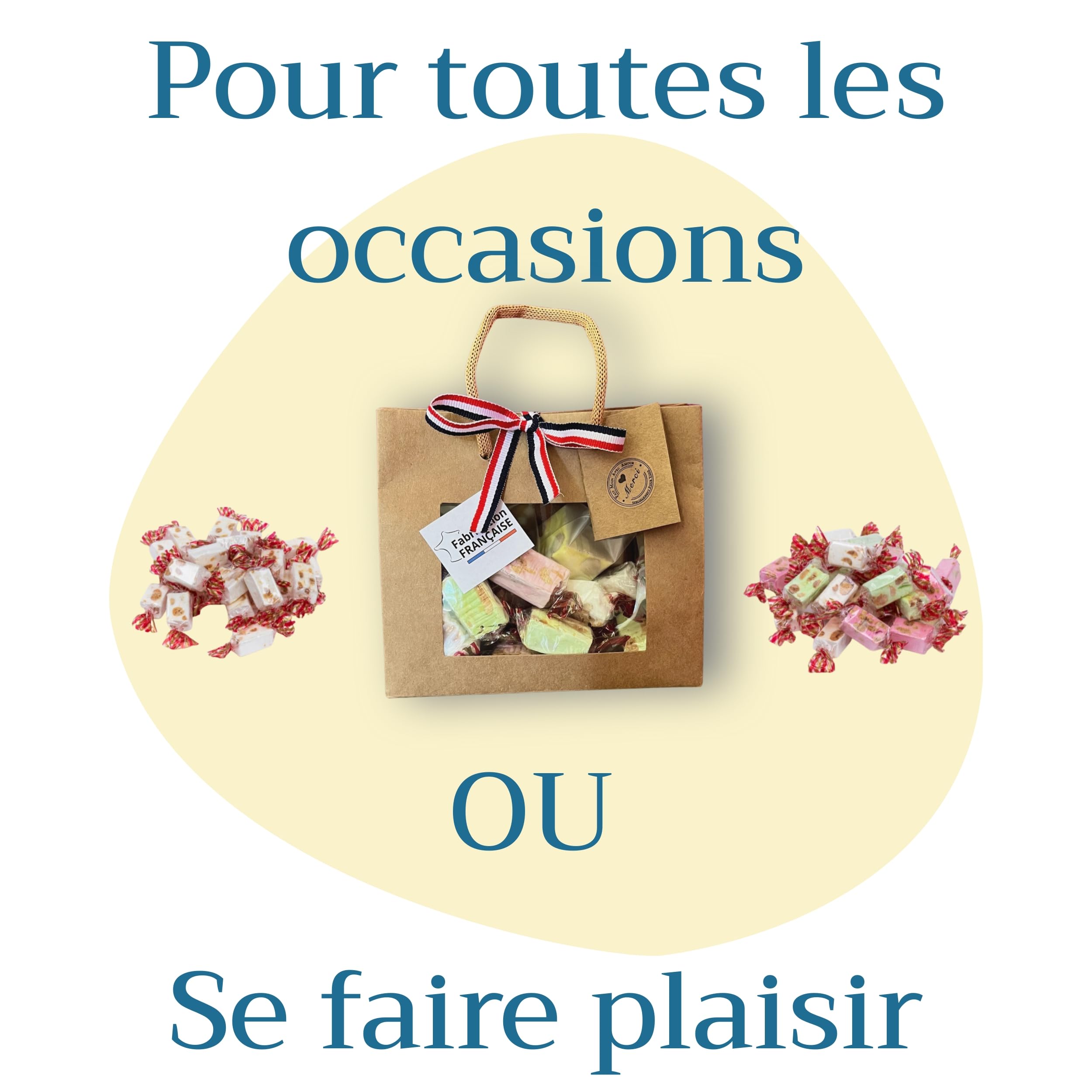 Panier de Nougat tendre - Coffret Gourmand sucré Cadeau original à offrir - Idée plaisir Fabrication Française - Parfum naturel saveurs chocolat pistache amande cacahuètes