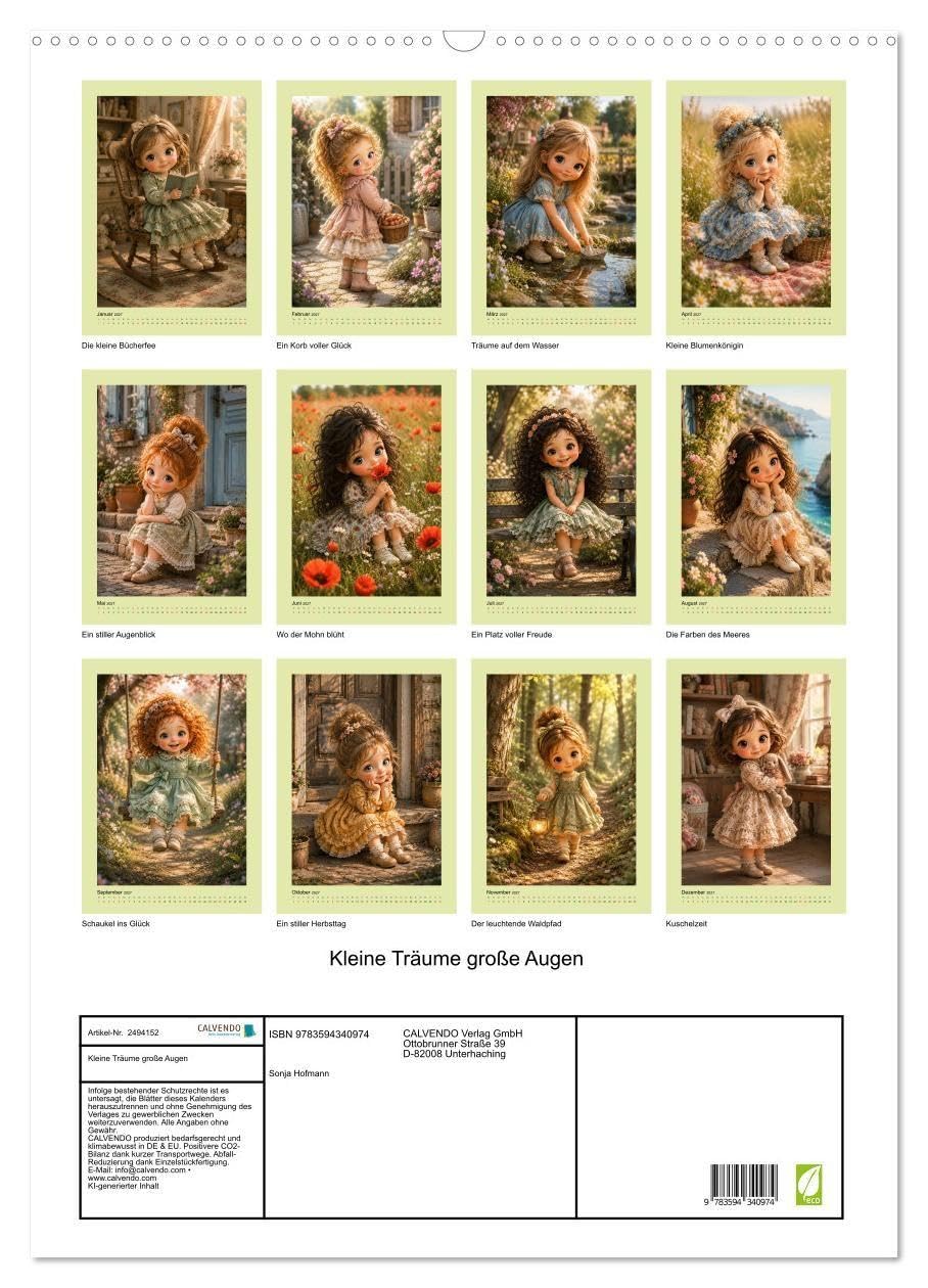 Kleine Träume große Augen (Wandkalender 2027 DIN A2 hoch), CALVENDO Monatskalender: Wärme für die Seele (CALVENDO Menschen)