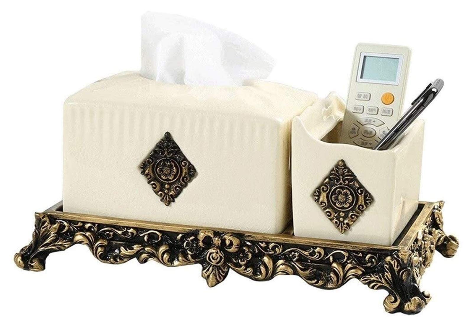 ♞Vintage◆1950’s◆COIFFEUR♢♦ティッシュペーパーケース♦♢ Amazon｜装飾ティッシュボックス ペン容器、ヴィンテージ彫刻の花樹脂