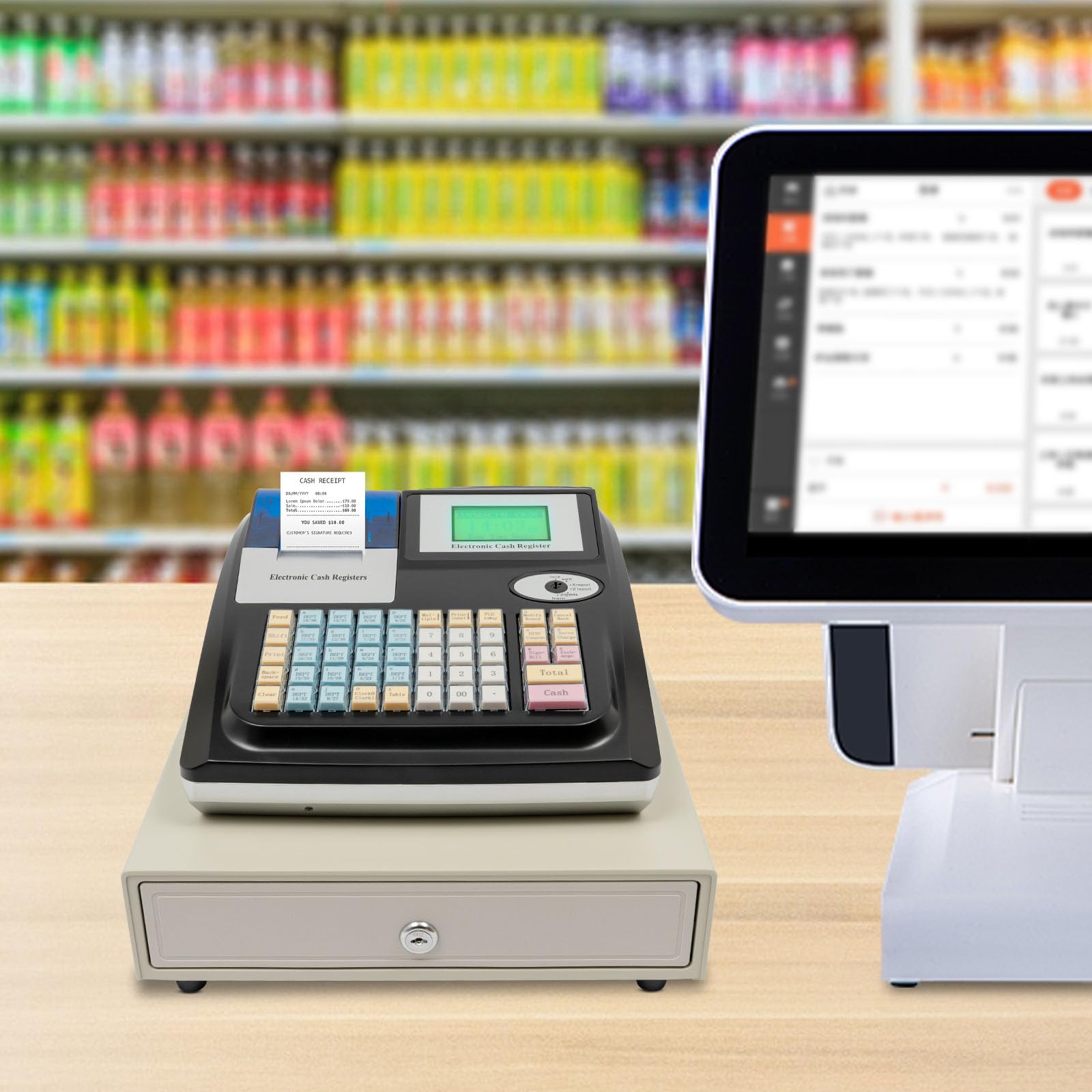 Registratore di cassa POS System Registratore di cassa gastronomia al dettaglio con display LED a 48 tasti