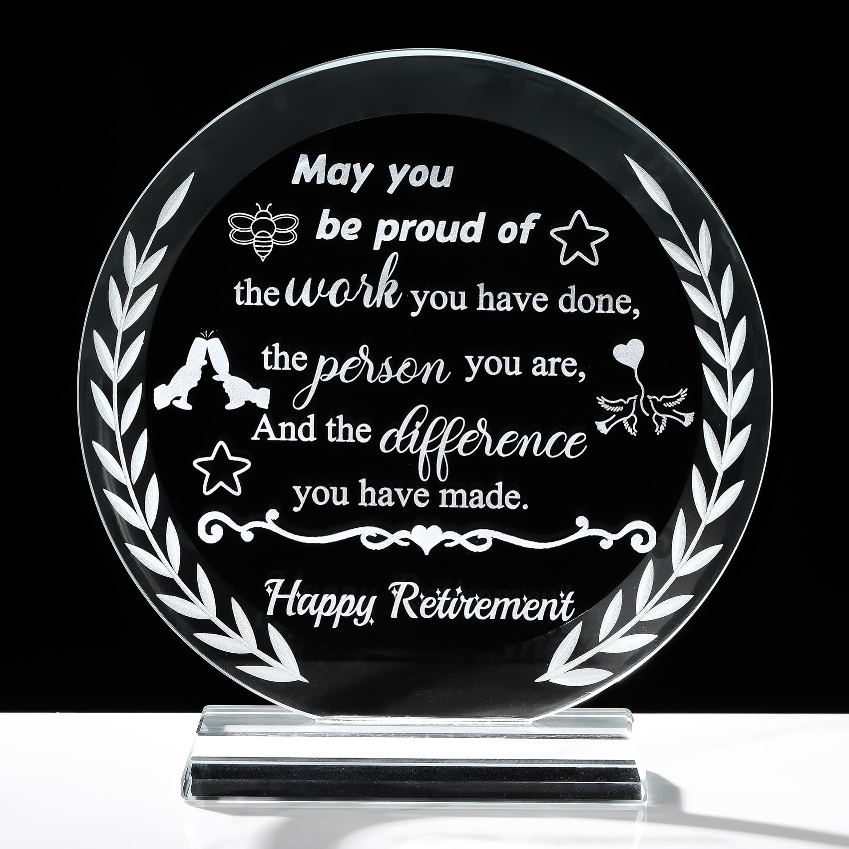 Ornalrist 5.9"/15cm Crystal Retirement Gifts for Women Men Unique Engraved Glass Retirement Keepsakes