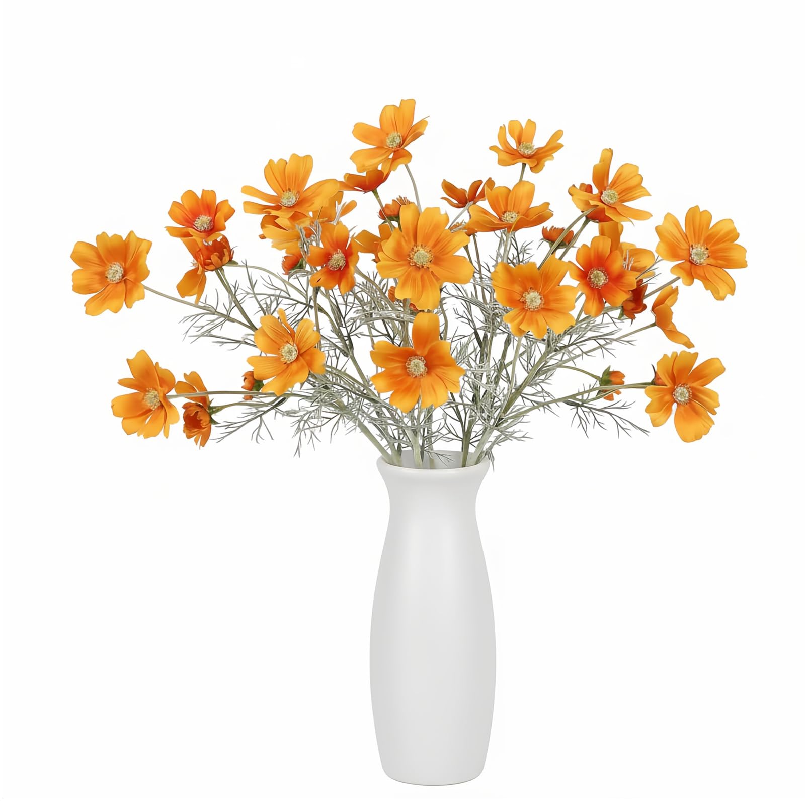 LINSIE 4 Pcs Orange Artificial Cosmos Flowers