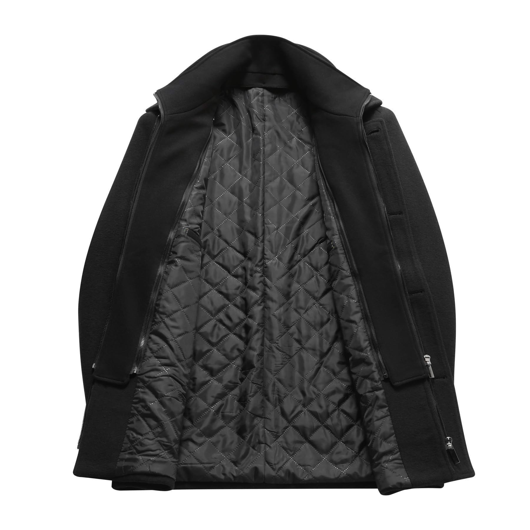 Allthemen Uomo Cappotti Lana Manica Lunga Coat Corti Casual Colletto Risvolto Outwear Spesso Calda Invernale