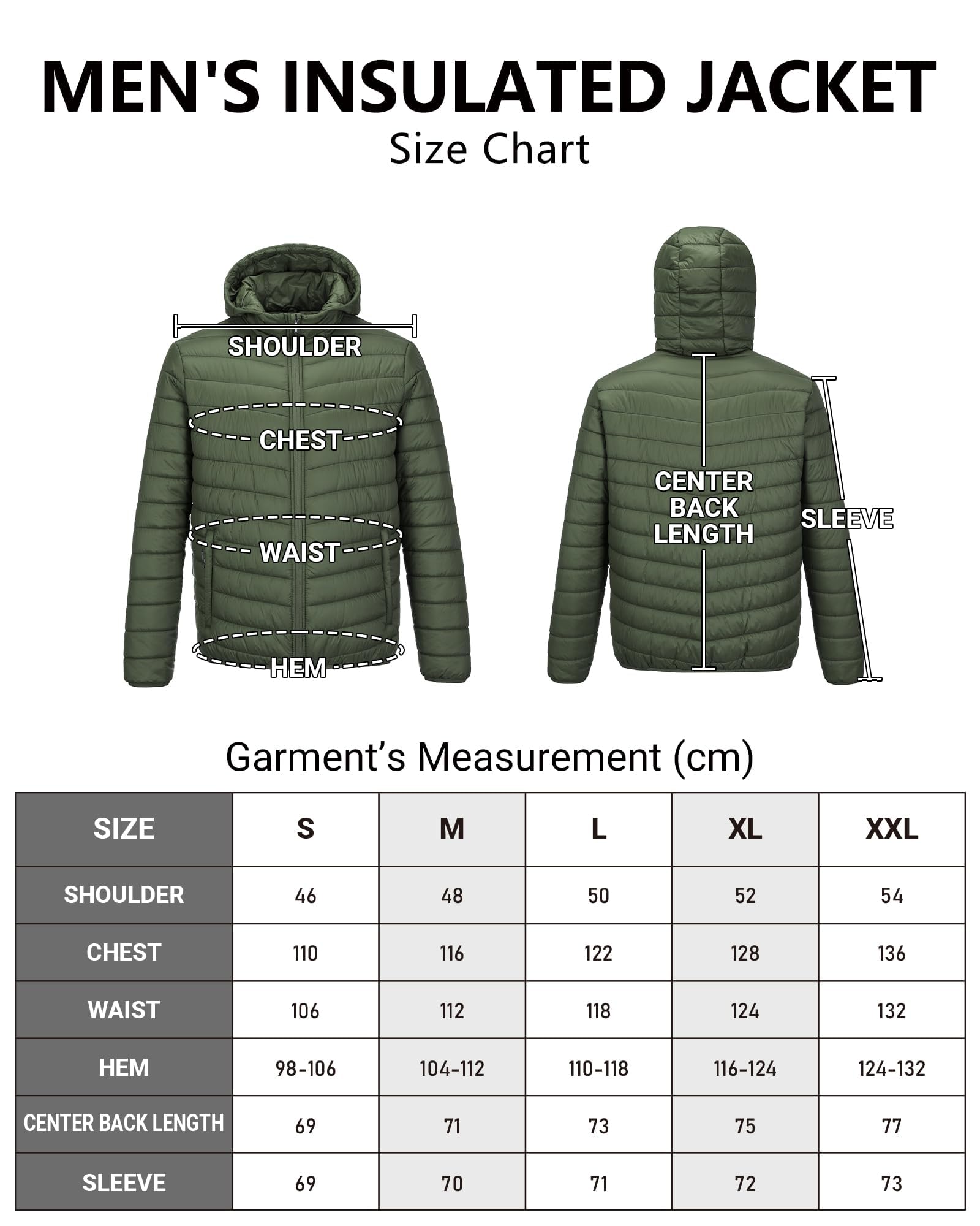 Outdoor Ventures Chaqueta acolchada para hombre, ligera, impermeable, con capucha, abrigo hinchable, chaqueta de invierno para hombre, con bolsillos, para senderismo, camping, viajes