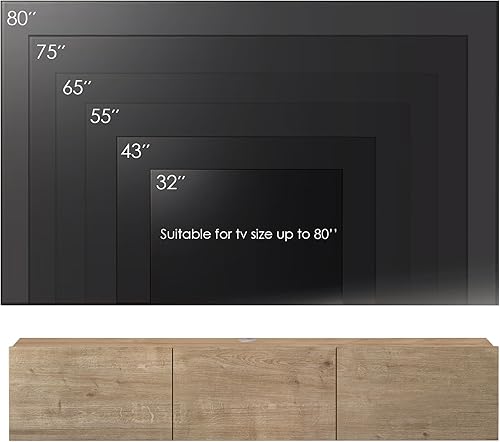 Miniatura 41 de Atelier Mobili - Soporte de TV flotante negro de 65 pulgadas, centro de entretenimiento flotante para TV de 80 pulgadas, gabinete de TV negro, Negro