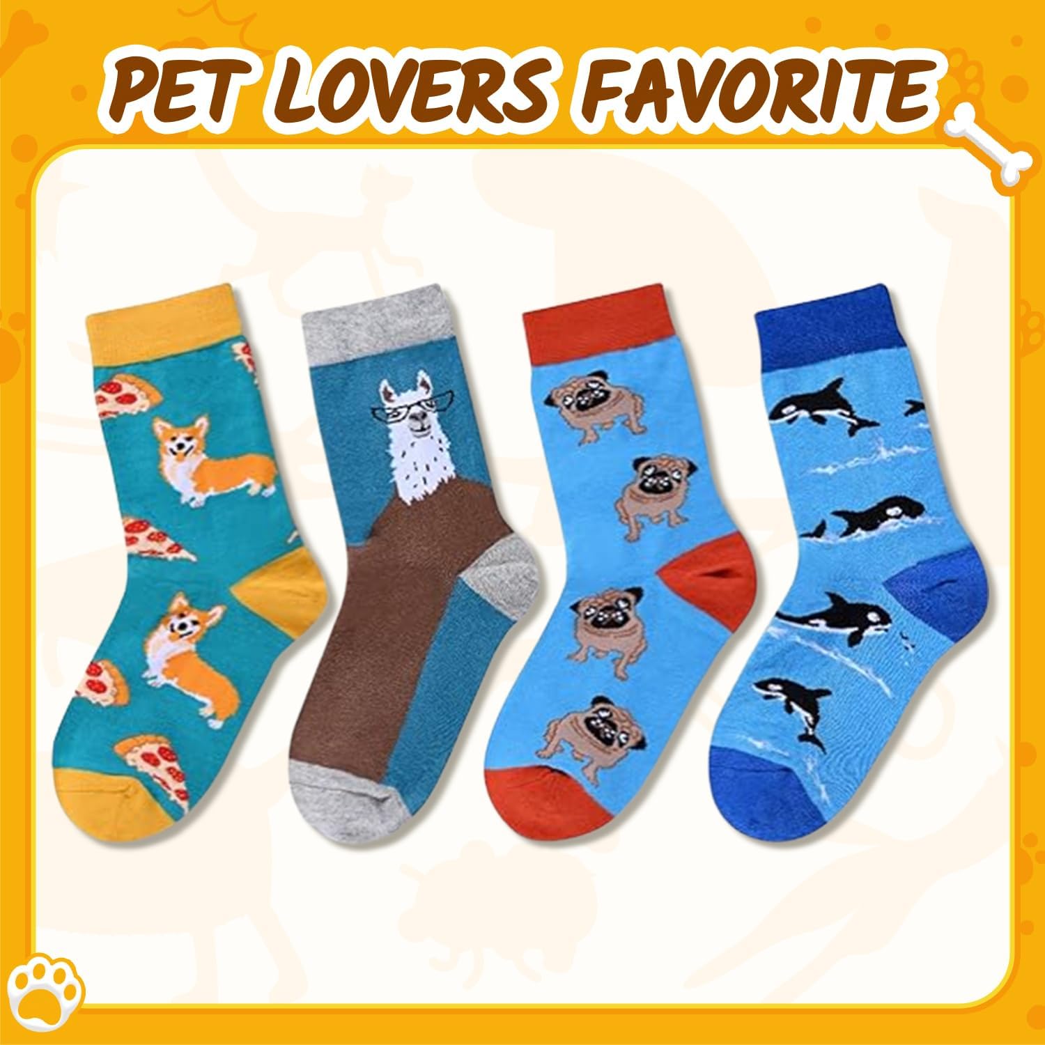 HAPPYPOP Animal Lover Gifts - Cute Corgi Shark Llama Socks for Kids 4-9 Years, Corgi Gifts - Image 4