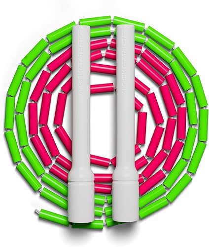 Beaded Jump Rope, 10ft Adjustable Skipping Rope with 1-Inch Durable Beads, Shatterproof Handles, Tangle-Free Design, Freestyle & Fitness Training