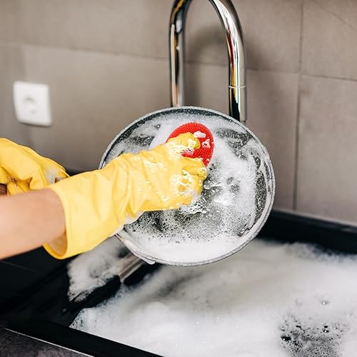 Miniatura 2 de MIDELONG Estropajos de plástico para platos de plástico redondo para fregar, estropajos de platos que no rayan, varios colores de malla de poliéster