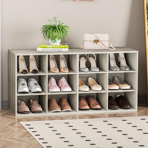 Miniatura 9 de Garden 4 you Organizador de zapatos, zapatero de madera de 5 niveles con 2 estantes de almacenamiento y 9 cubículos, armario organizador de zapatos