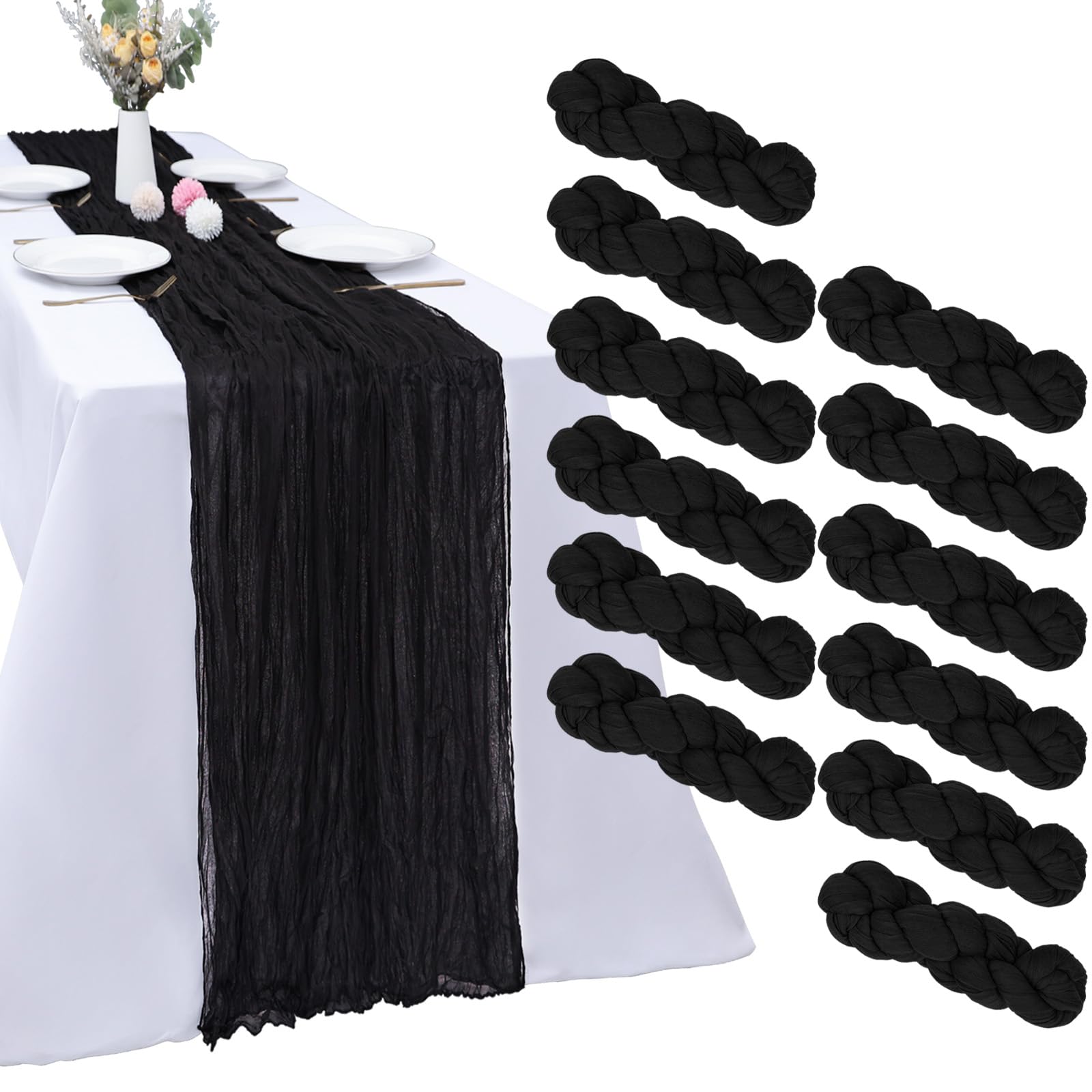 Sage Green Cheesecloth Table Runners - 10 Pack -12