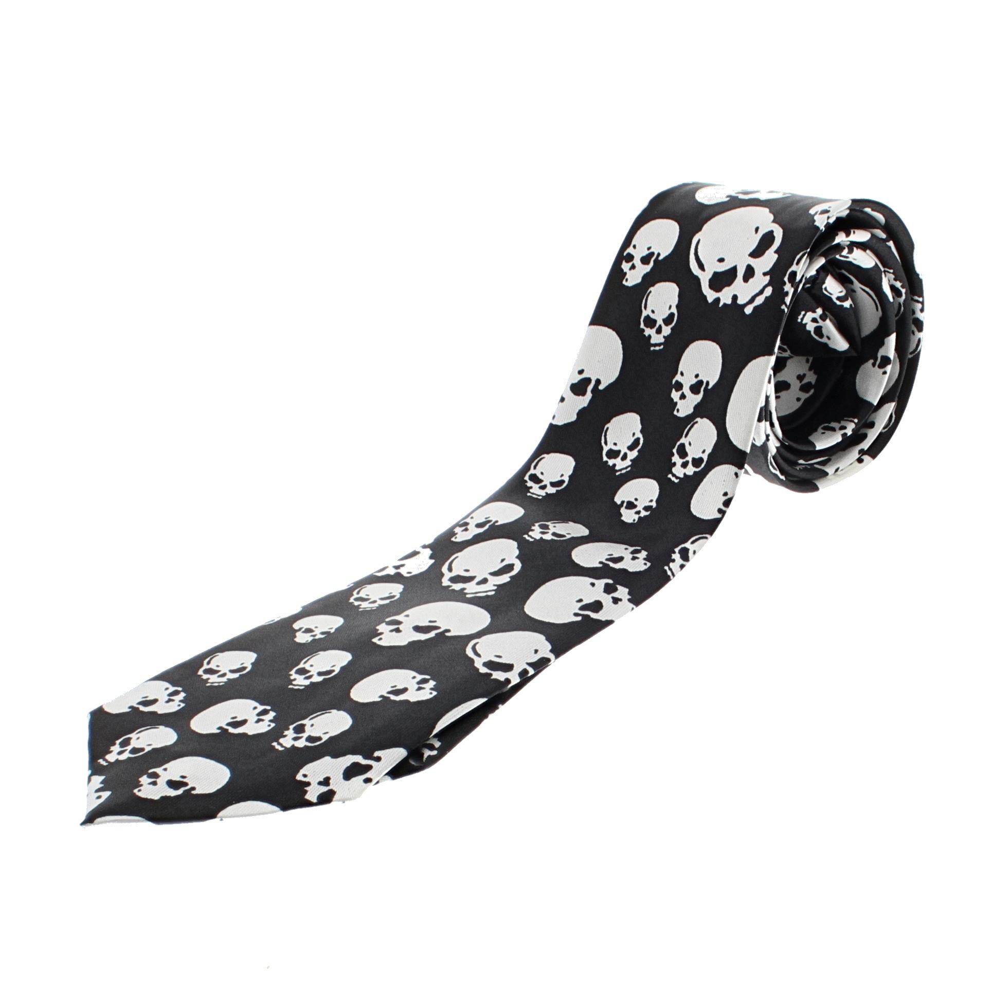 Zac's Alter Ego Unisex White Skulls On Black Tie