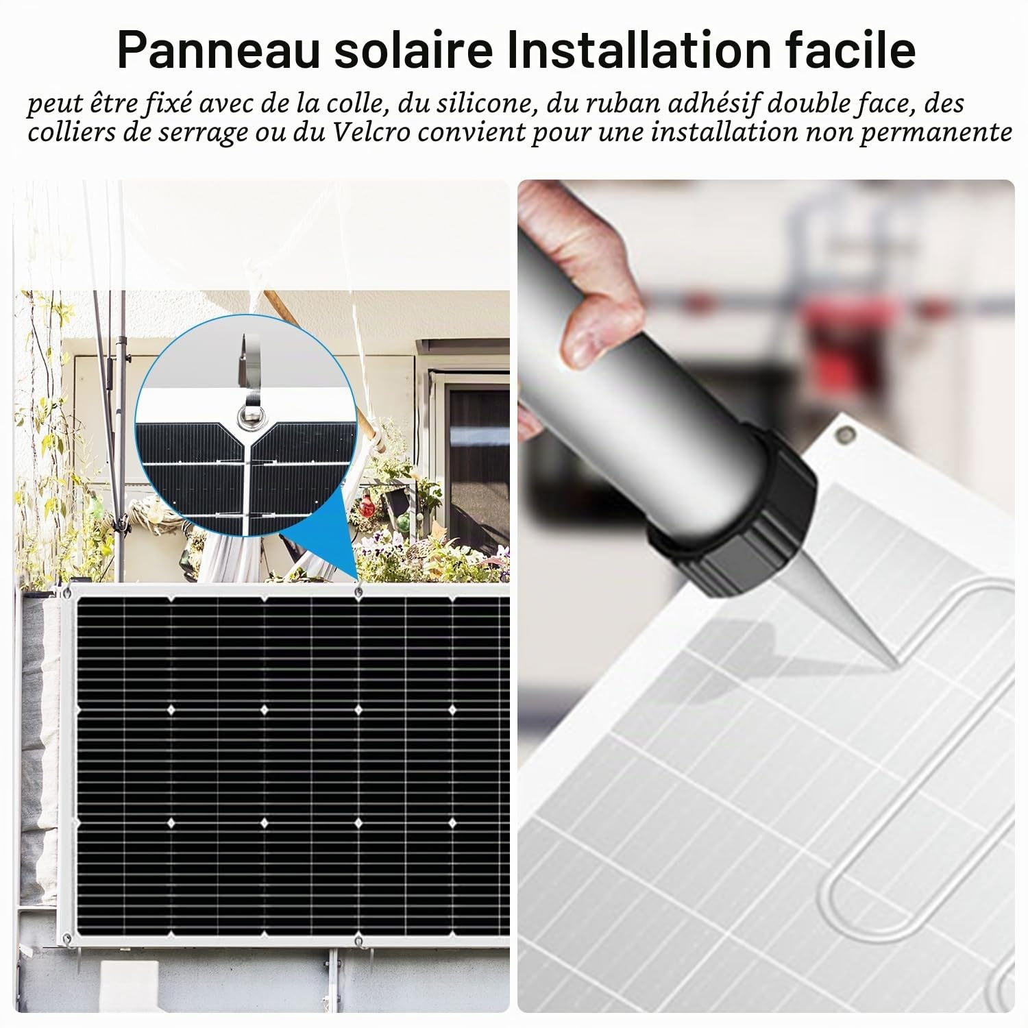 【Panneau Solaire Souple 120W Kit】DERUXI Panneau Solaire Flexible 12V 120W+Régulateur de Charge 30 A+4 Pcs Solaire Câble+6 Pcs Collier Serrage Inox, Panneau Solaires Set pour Camping-Car Bateau Balcon