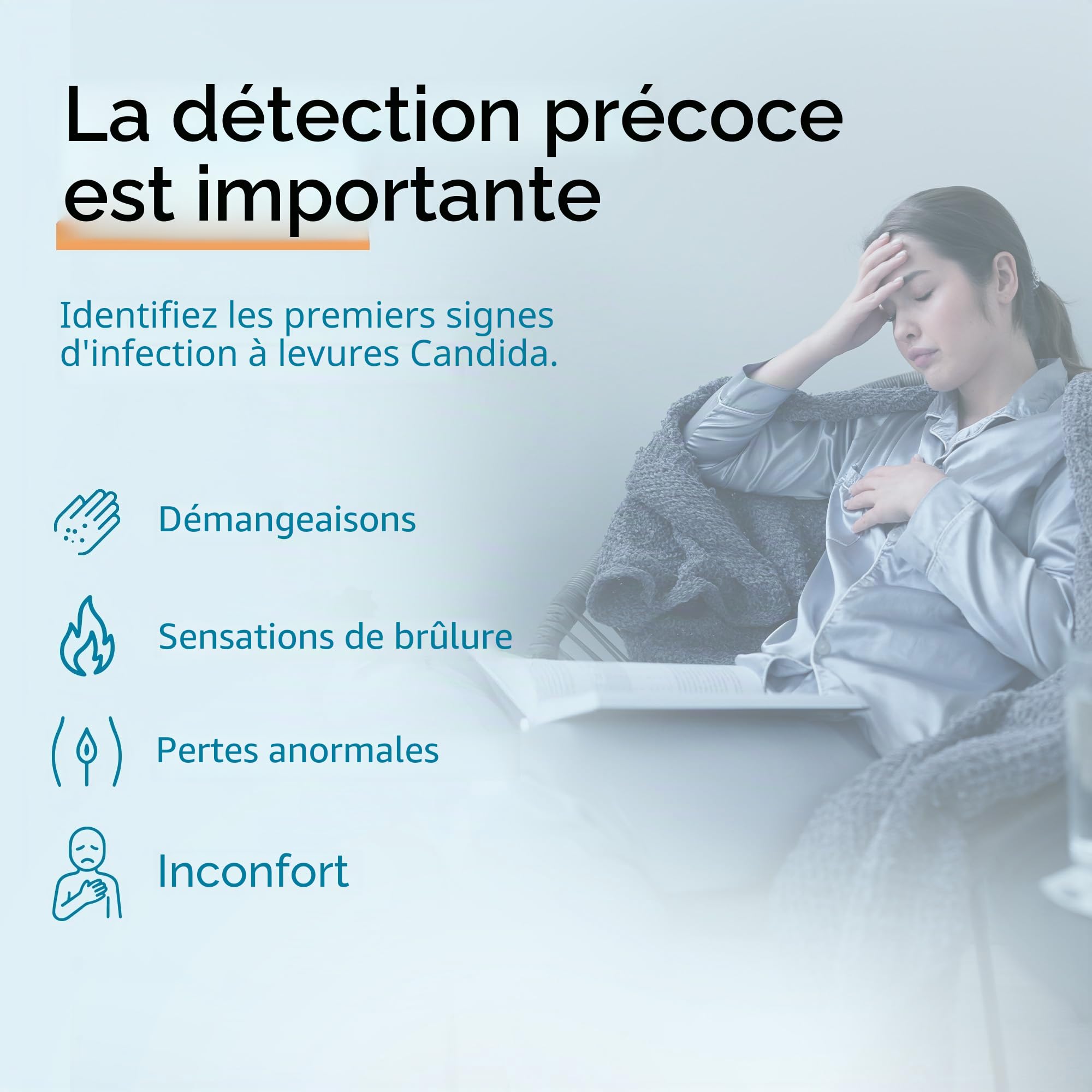 GetTested Kit de test de candida à domicile – Kit de test de muguet rapide pour femme, écouvillon vaginal Candida Albicans auto-test, résultats rapides et précis