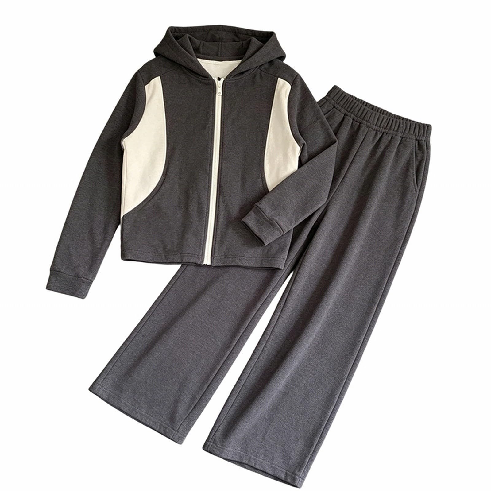 Conjunto de chándal de pierna ancha con cremallera completa para