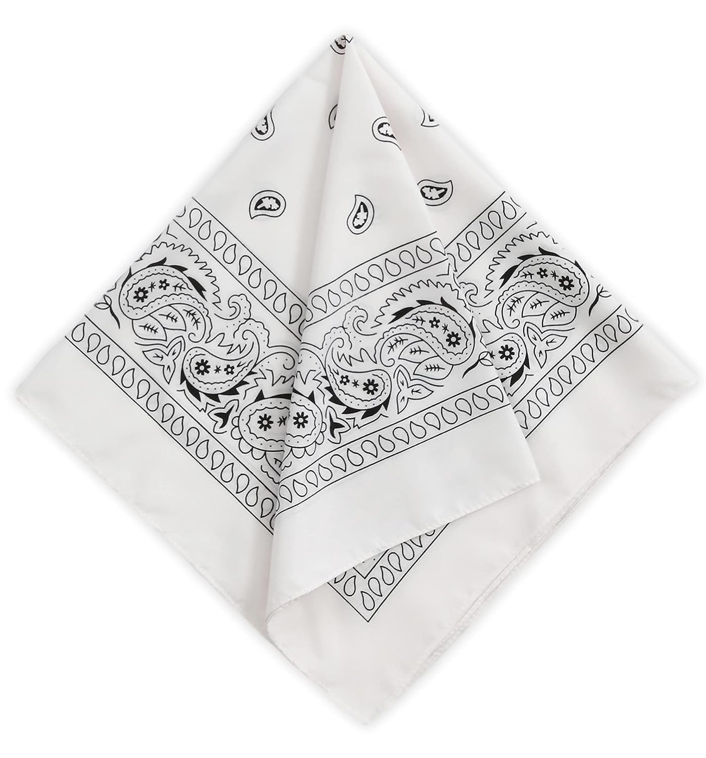 DIKHAWA Unisex Soft Breathable Cotton Paisley Printed Cowboy Bandanas,Headband,Scarf (BLACK,WHITE_50CM X 50CM_Pack of 4) 3