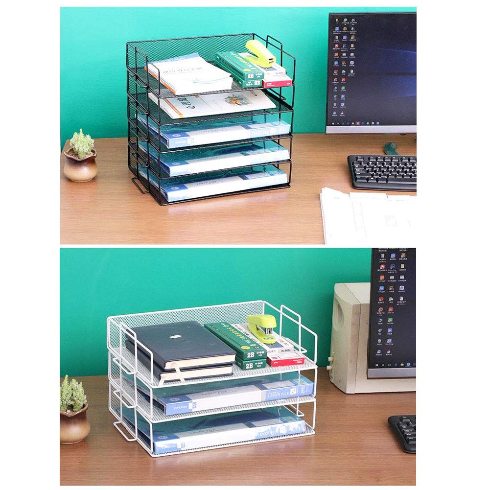 Vassoio per Documenti da Lettera, Vaschetta Vassoio Portadocumenti Portacorrispondenza A4 in Plastica Impilabile, Supporto da Scrivania per Scrivania da Ufficio, 6 Piani, 14.9x13.3x9.8 Pollice,Bianca