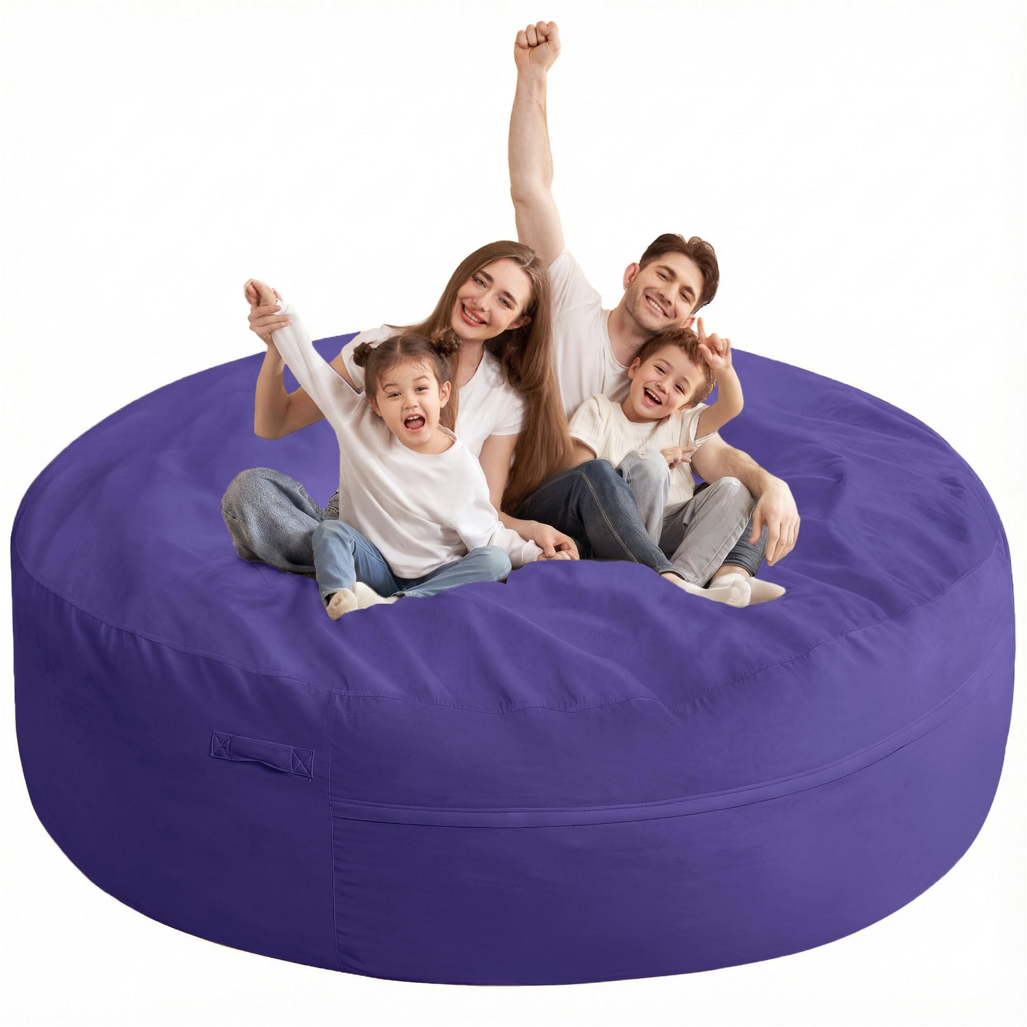 XX-Large Bean Bag Chair: Giant 7' Memory Foam Furniture Bean Bag Chairs for Adults with Microfiber Cover 7Ft (Purple)