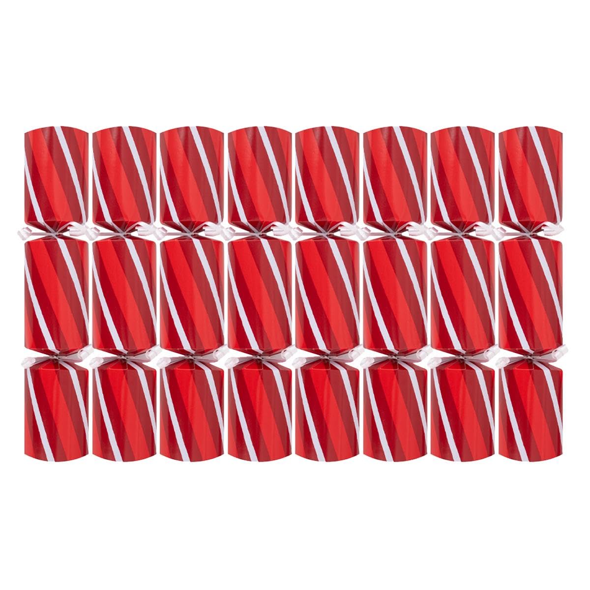 YöL Pack of 8 Red Musical Whistle Christmas Crackers - 9.5" Metallic Festive Xmas Holiday Dinner Table Decorations - Family Game Novelty Fun Prizes Gifts Contains Hats Jokes