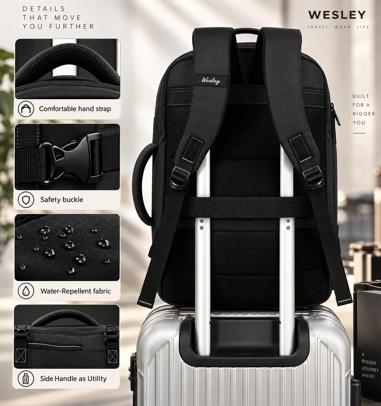 Wesley Laptop Backpack - Expandable Travel Carry On -7